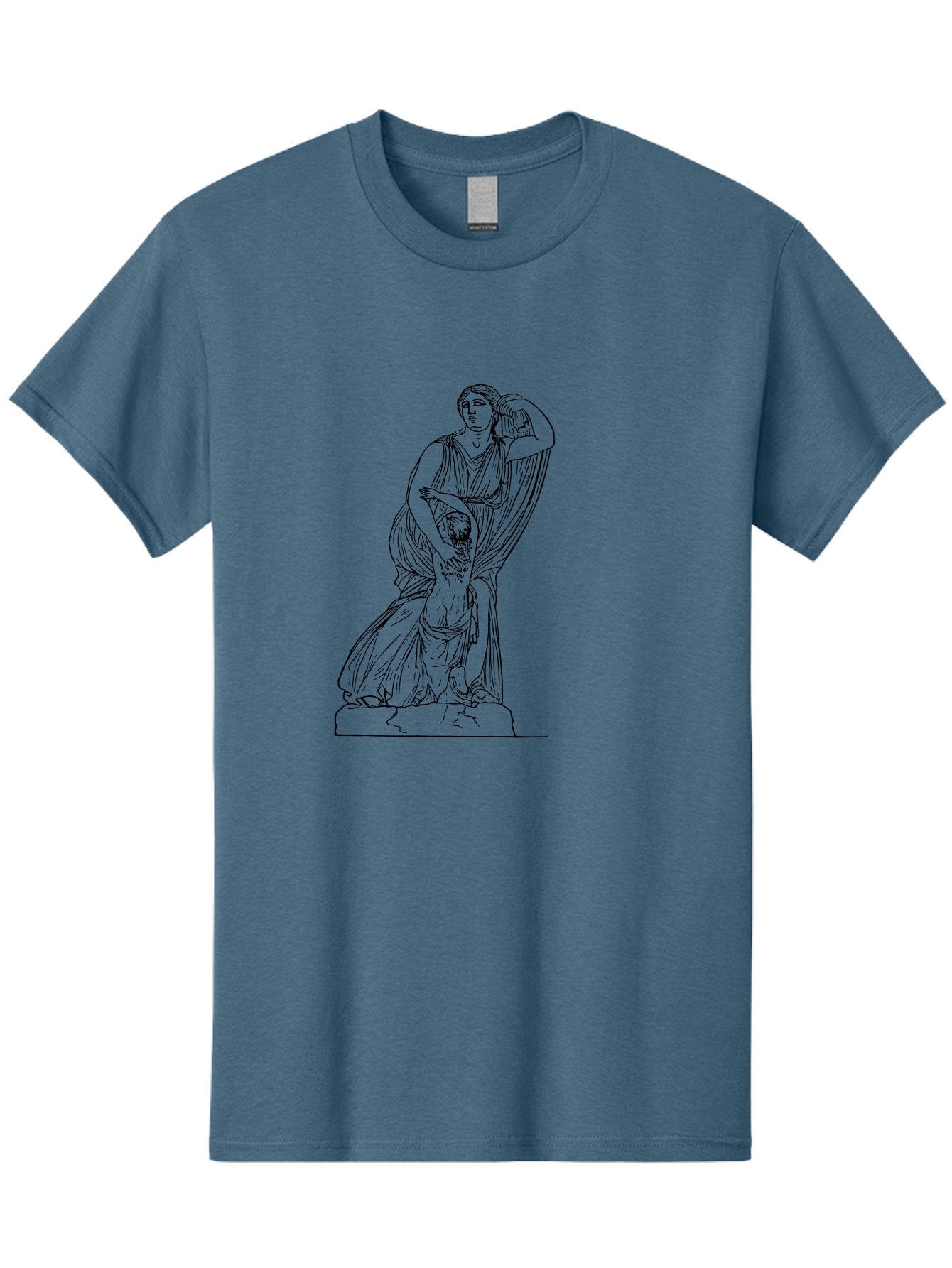 Woman-And-Child-Statue Men'S Graphic Tee, 100% Cotton, Comfortable Casual Summer Wear, Machine Washable, Statue Of A Woman, Classical Art, Greek Or Roman Sculpture, Mother And Child, Flowing Robes, Serene Expression, Iconic Artwork, -  Aaa572