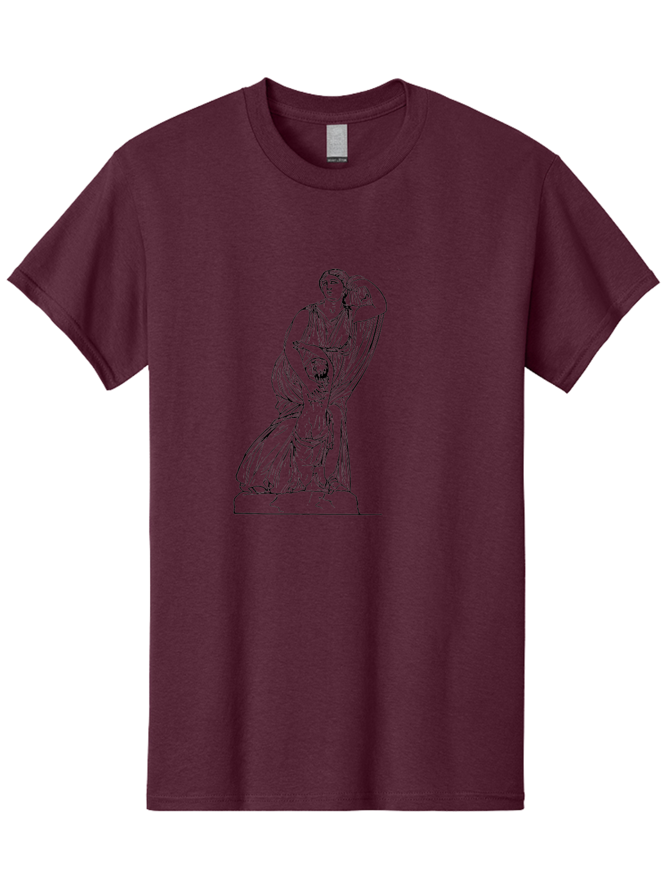 Woman-And-Child-Statue Men'S Graphic Tee, 100% Cotton, Comfortable Casual Summer Wear, Machine Washable, Statue Of A Woman, Classical Art, Greek Or Roman Sculpture, Mother And Child, Flowing Robes, Serene Expression, Iconic Artwork, -  Aaa572