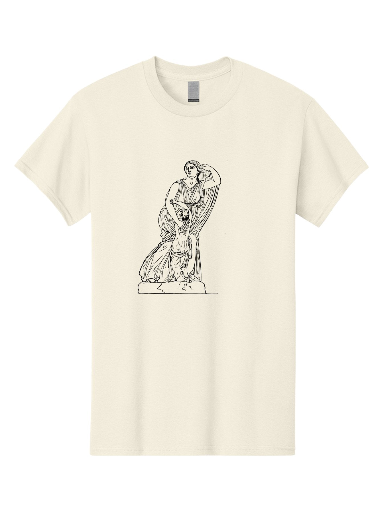 Woman-And-Child-Statue Men'S Graphic Tee, 100% Cotton, Comfortable Casual Summer Wear, Machine Washable, Statue Of A Woman, Classical Art, Greek Or Roman Sculpture, Mother And Child, Flowing Robes, Serene Expression, Iconic Artwork, -  Aaa572 13