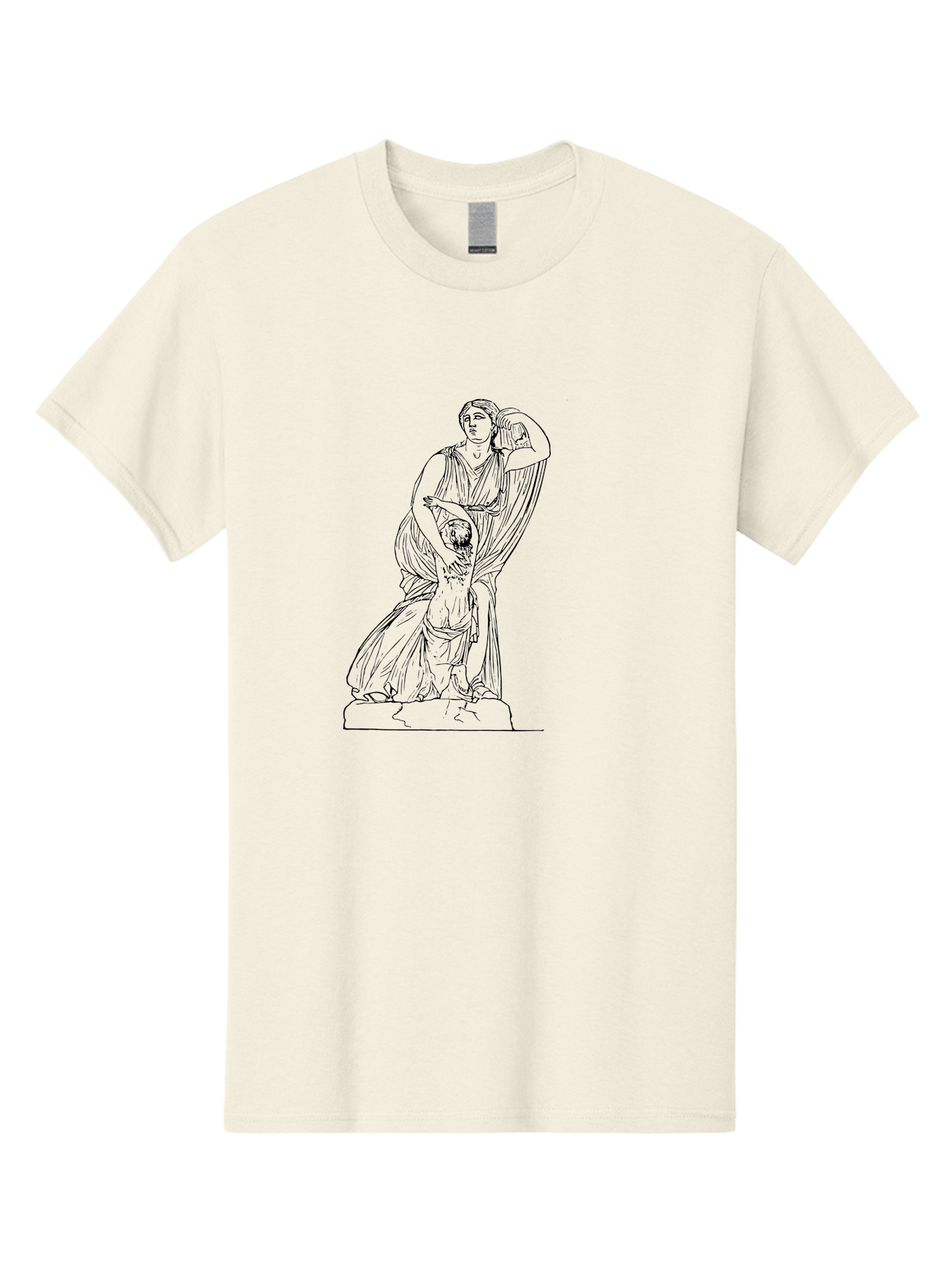 Woman-And-Child-Statue Men'S Graphic Tee, 100% Cotton, Comfortable Casual Summer Wear, Machine Washable, Statue Of A Woman, Classical Art, Greek Or Roman Sculpture, Mother And Child, Flowing Robes, Serene Expression, Iconic Artwork, -  Aaa572 21