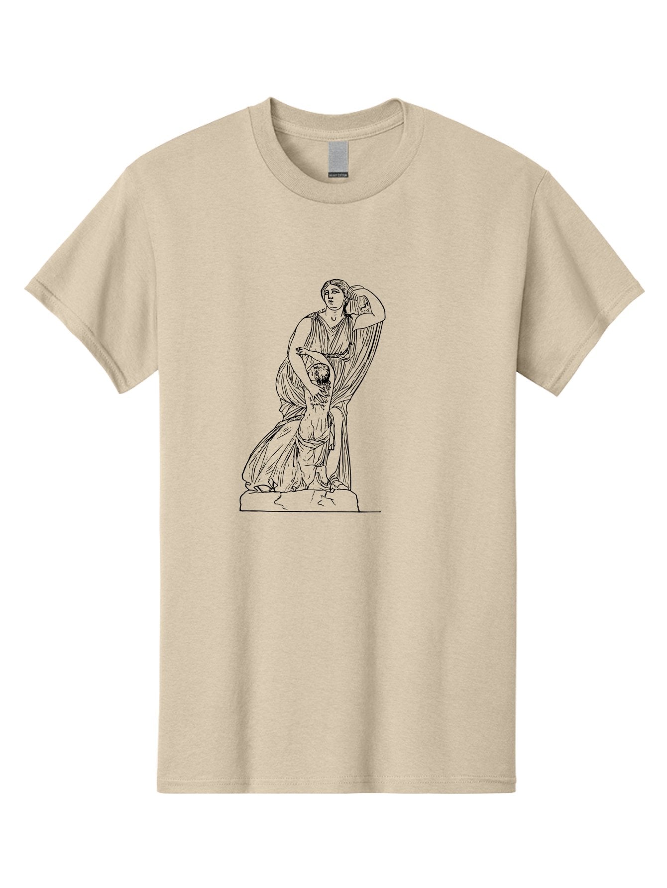 Woman-And-Child-Statue Men'S Graphic Tee, 100% Cotton, Comfortable Casual Summer Wear, Machine Washable, Statue Of A Woman, Classical Art, Greek Or Roman Sculpture, Mother And Child, Flowing Robes, Serene Expression, Iconic Artwork, -  Aaa572 21