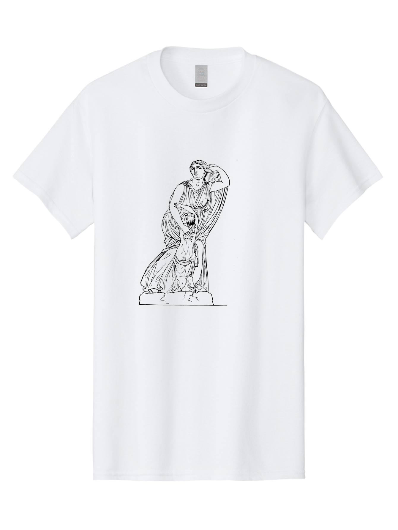 Woman-And-Child-Statue Men'S Graphic Tee, 100% Cotton, Comfortable Casual Summer Wear, Machine Washable, Statue Of A Woman, Classical Art, Greek Or Roman Sculpture, Mother And Child, Flowing Robes, Serene Expression, Iconic Artwork, -  Aaa572 15