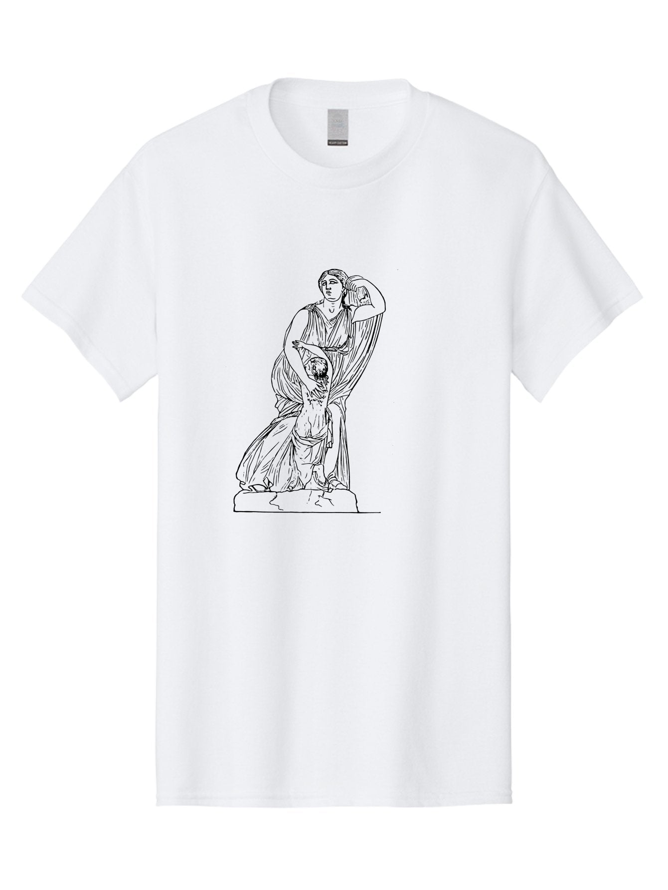 Woman-And-Child-Statue Men'S Graphic Tee, 100% Cotton, Comfortable Casual Summer Wear, Machine Washable, Statue Of A Woman, Classical Art, Greek Or Roman Sculpture, Mother And Child, Flowing Robes, Serene Expression, Iconic Artwork, -  Aaa572 23