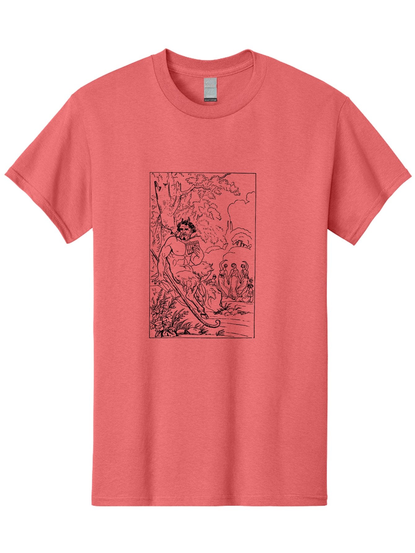 Woman-Hammock Men'S Graphic Tee, 100% Cotton, Comfortable Casual Summer Wear, Machine Washable, Satyrs In Forest, Mythological Creatures, Ancient Greek Mythology, Lush Foliage, Natural Scenery, Idyllic Setting, Folklore, Woodland Nymphs, -  Aaa573 29
