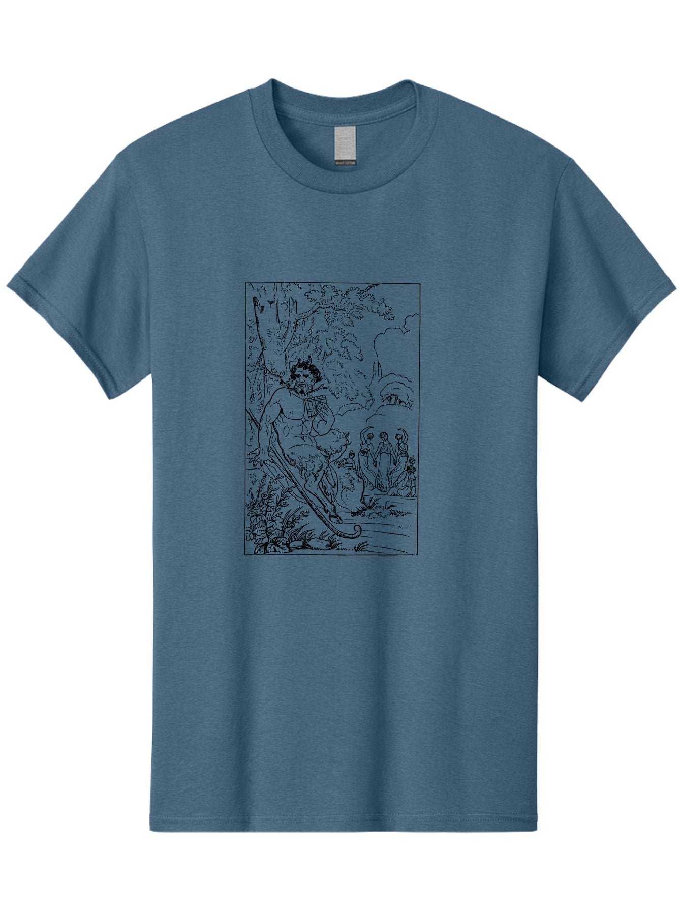 Woman-Hammock Men'S Graphic Tee, 100% Cotton, Comfortable Casual Summer Wear, Machine Washable, Satyrs In Forest, Mythological Creatures, Ancient Greek Mythology, Lush Foliage, Natural Scenery, Idyllic Setting, Folklore, Woodland Nymphs, -  Aaa573 5