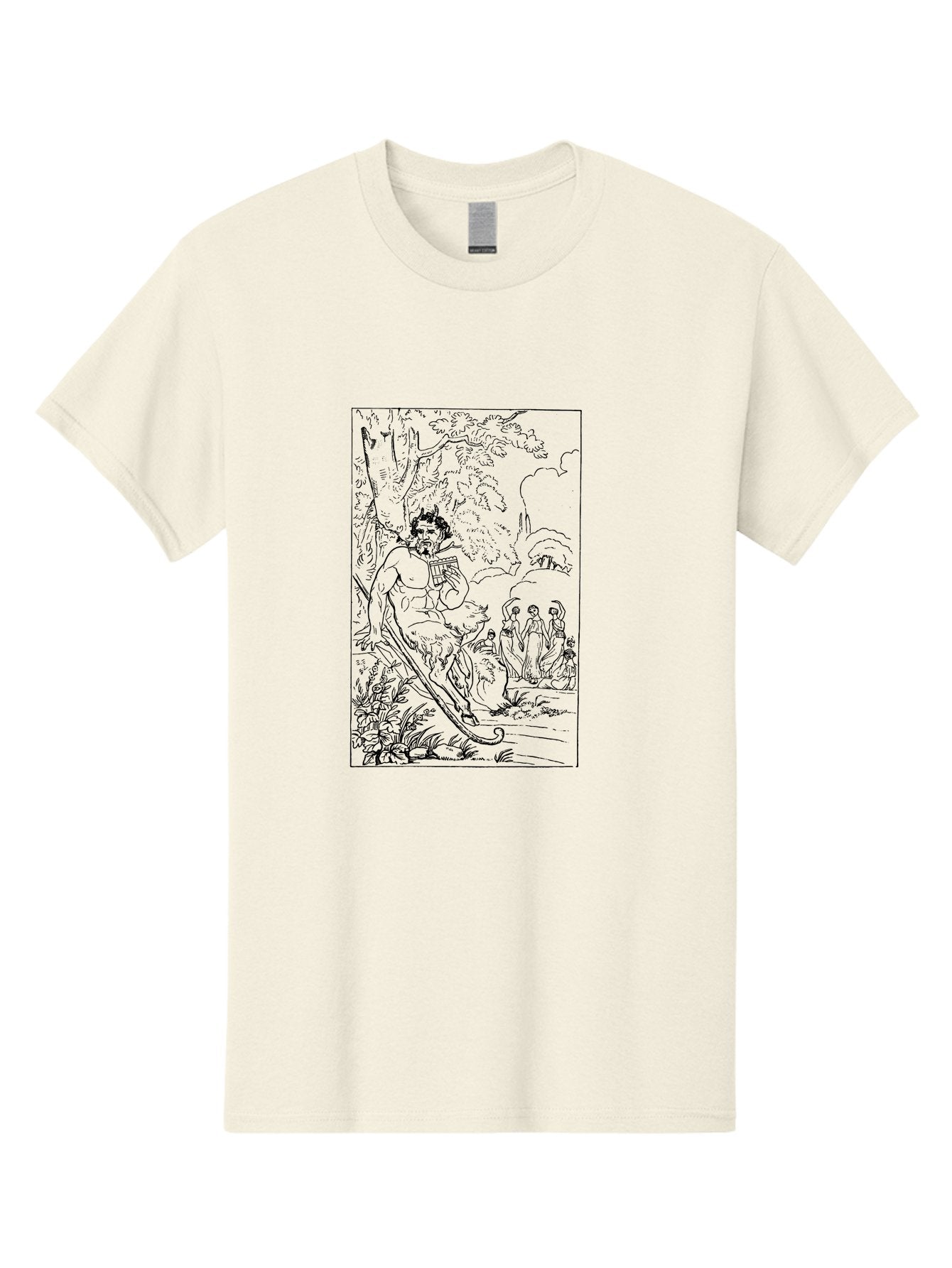 Woman-Hammock Men'S Graphic Tee, 100% Cotton, Comfortable Casual Summer Wear, Machine Washable, Satyrs In Forest, Mythological Creatures, Ancient Greek Mythology, Lush Foliage, Natural Scenery, Idyllic Setting, Folklore, Woodland Nymphs, -  Aaa573 27