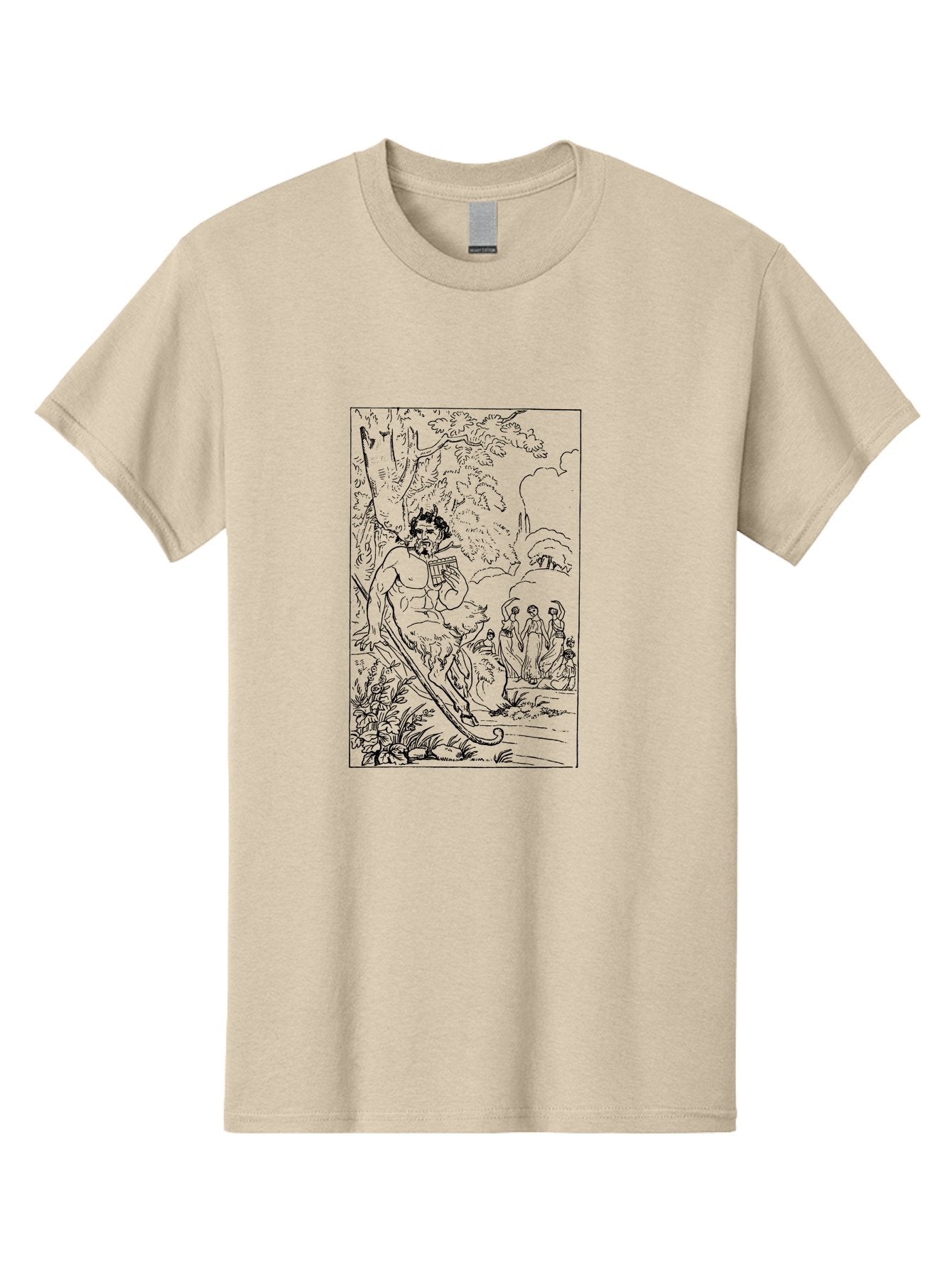 Woman-Hammock Men'S Graphic Tee, 100% Cotton, Comfortable Casual Summer Wear, Machine Washable, Satyrs In Forest, Mythological Creatures, Ancient Greek Mythology, Lush Foliage, Natural Scenery, Idyllic Setting, Folklore, Woodland Nymphs, -  Aaa573 17