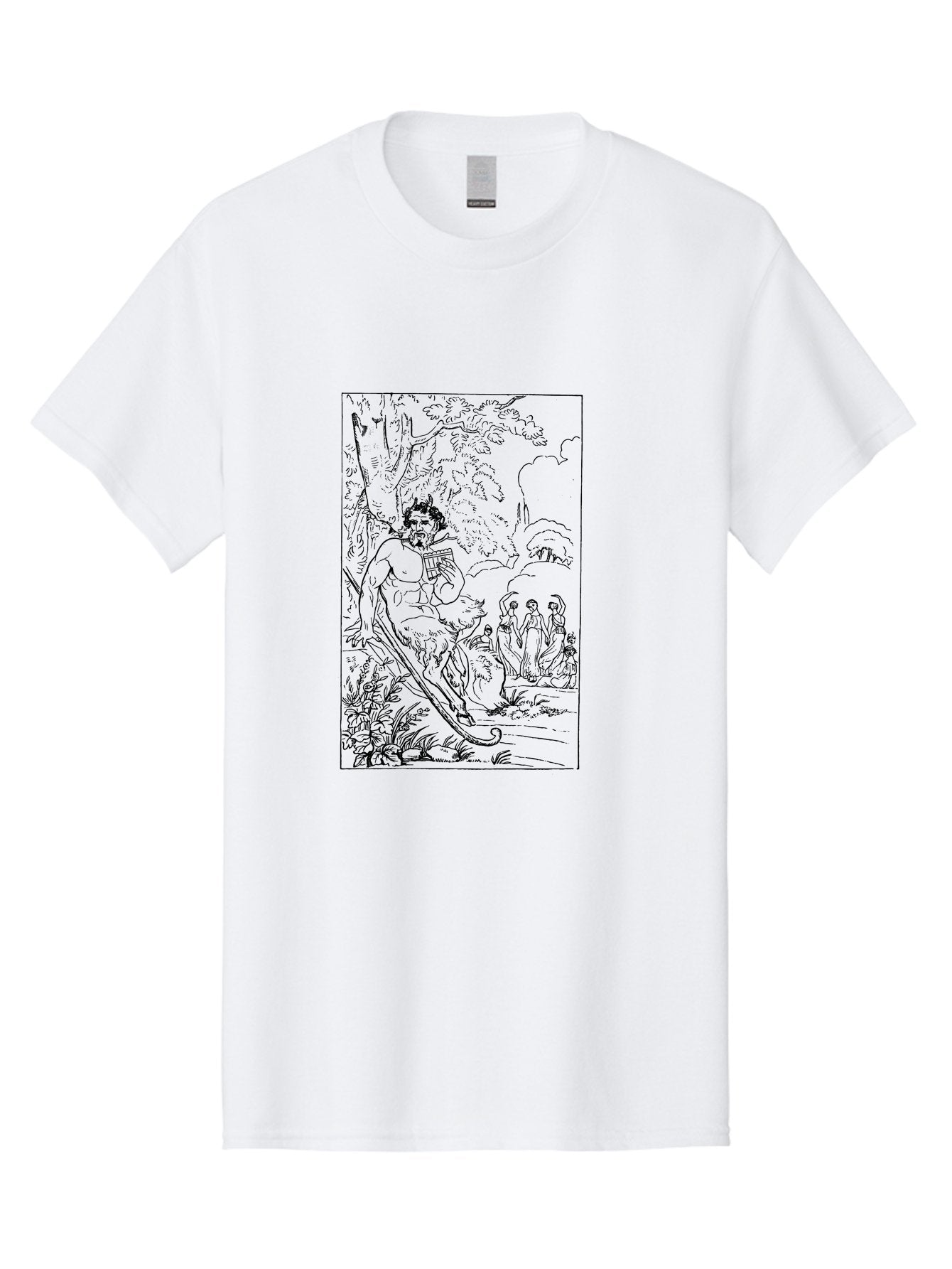 Woman-Hammock Men'S Graphic Tee, 100% Cotton, Comfortable Casual Summer Wear, Machine Washable, Satyrs In Forest, Mythological Creatures, Ancient Greek Mythology, Lush Foliage, Natural Scenery, Idyllic Setting, Folklore, Woodland Nymphs, -  Aaa573