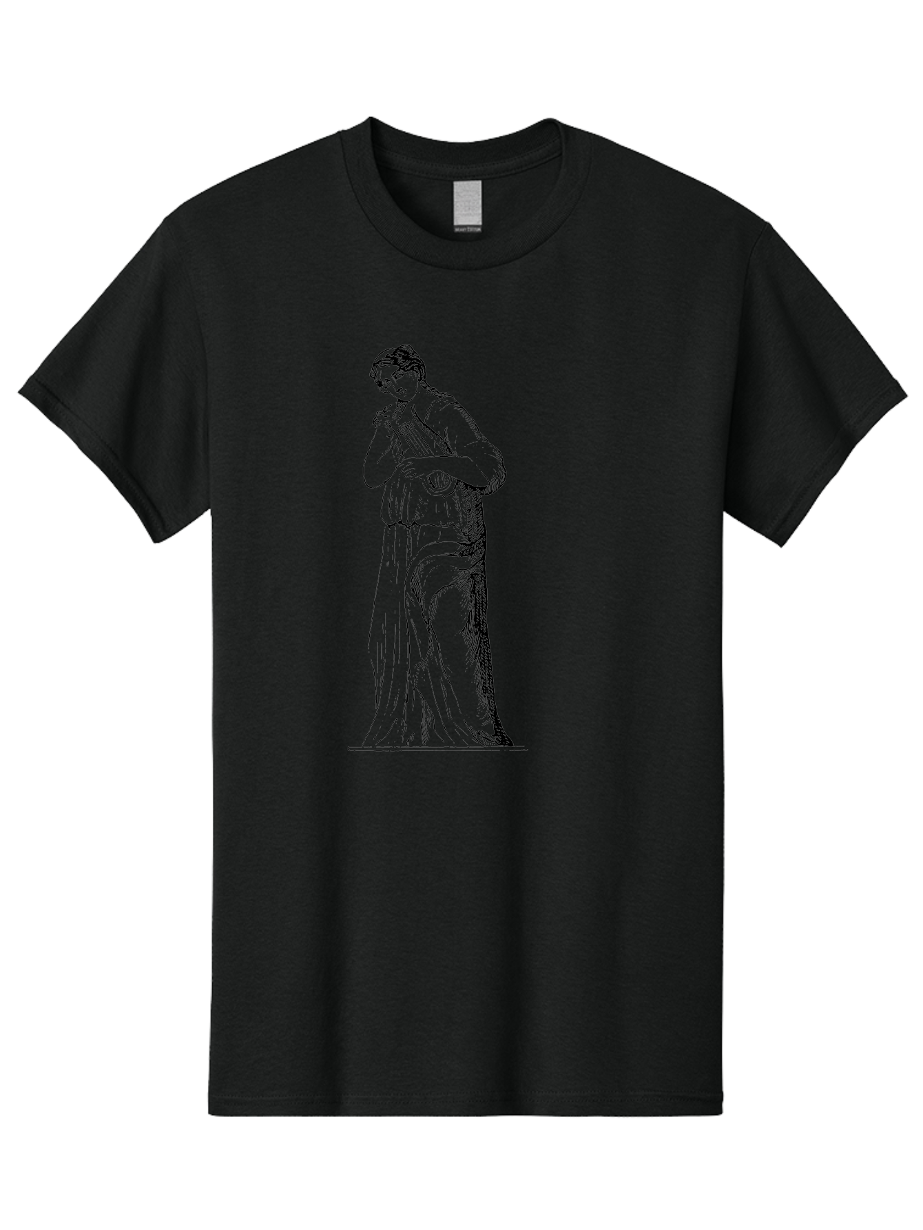 Woman-Playing-Lyre Men'S Graphic Tee, 100% Cotton, Comfortable Casual Summer Wear, Machine Washable, Classical Illustration, Ancient Greek Music, Female Musician, Lyre Player, Artistic Expression, Cultural Heritage, Historical Art, -  Aaa574 9