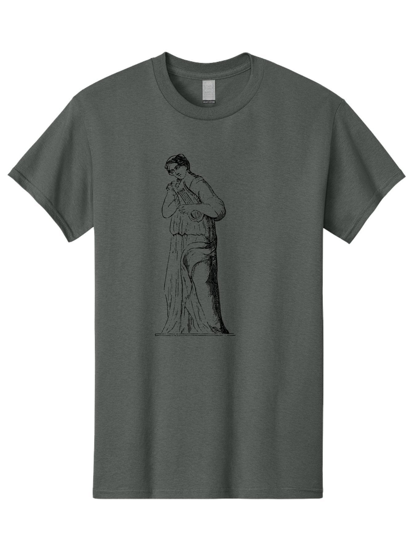 Woman-Playing-Lyre Men'S Graphic Tee, 100% Cotton, Comfortable Casual Summer Wear, Machine Washable, Classical Illustration, Ancient Greek Music, Female Musician, Lyre Player, Artistic Expression, Cultural Heritage, Historical Art, -  Aaa574 7