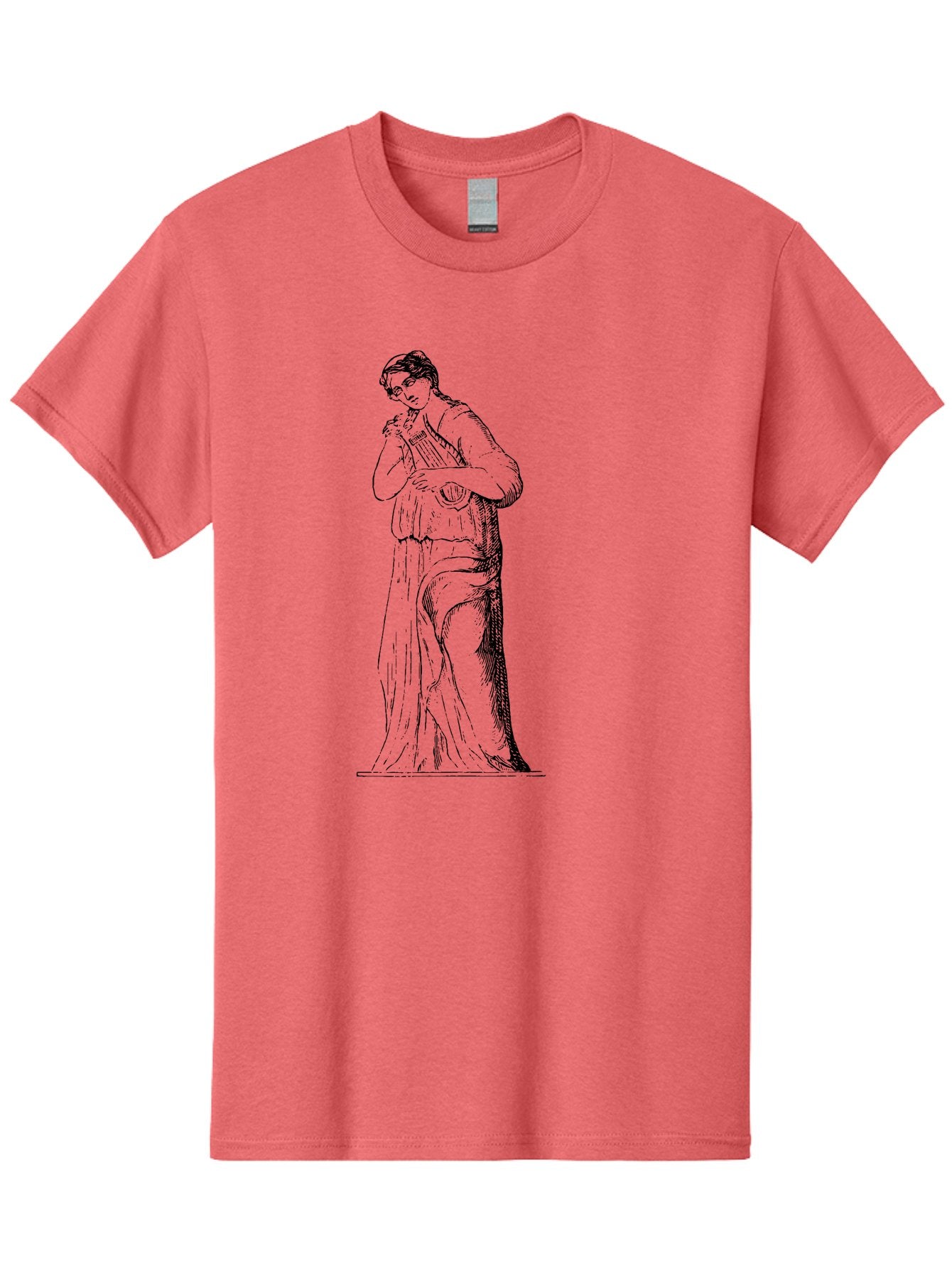 Woman-Playing-Lyre Men'S Graphic Tee, 100% Cotton, Comfortable Casual Summer Wear, Machine Washable, Classical Illustration, Ancient Greek Music, Female Musician, Lyre Player, Artistic Expression, Cultural Heritage, Historical Art, -  Aaa574 29