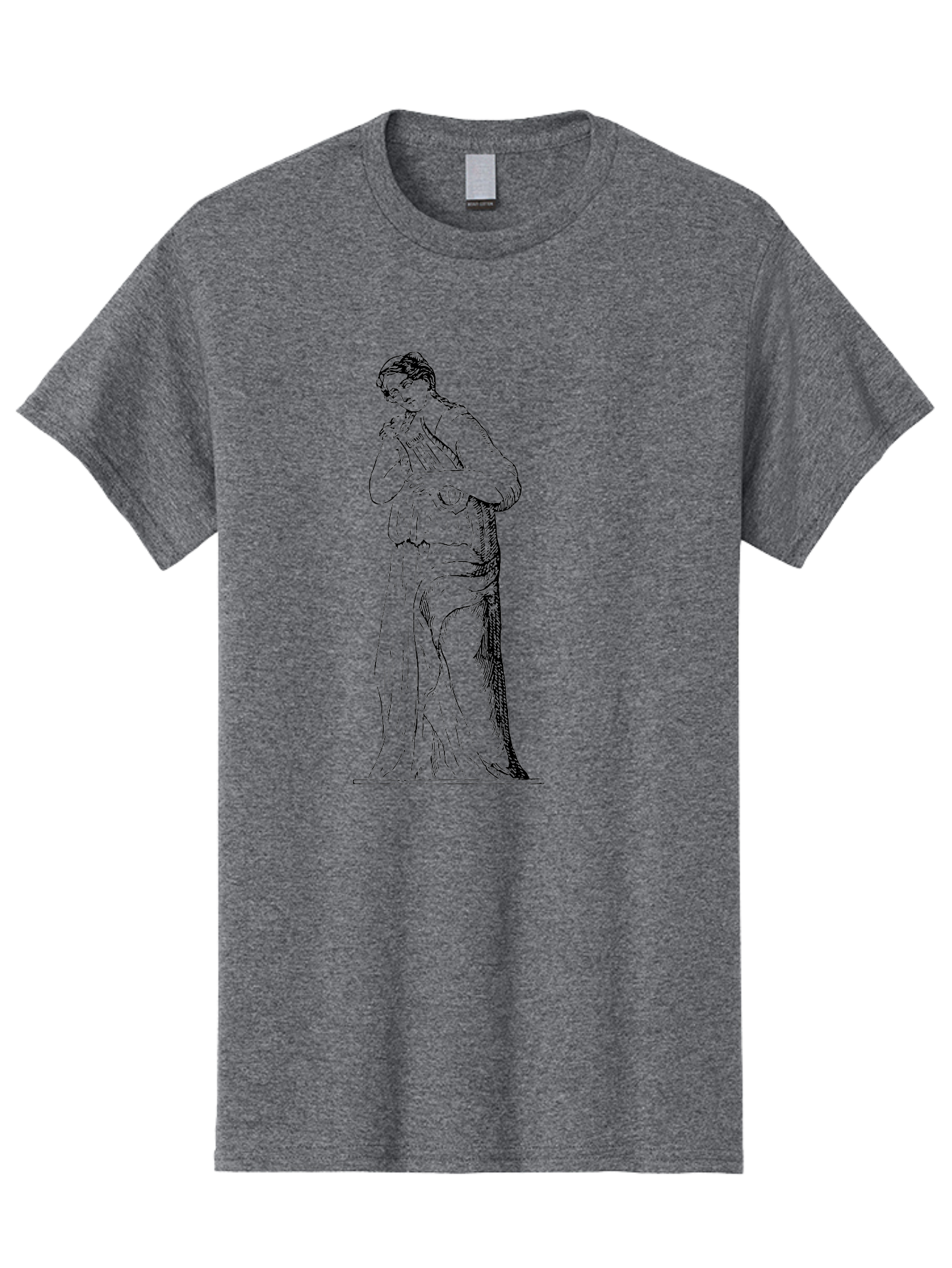 Woman-Playing-Lyre Men'S Graphic Tee, 100% Cotton, Comfortable Casual Summer Wear, Machine Washable, Classical Illustration, Ancient Greek Music, Female Musician, Lyre Player, Artistic Expression, Cultural Heritage, Historical Art, -  Aaa574 7