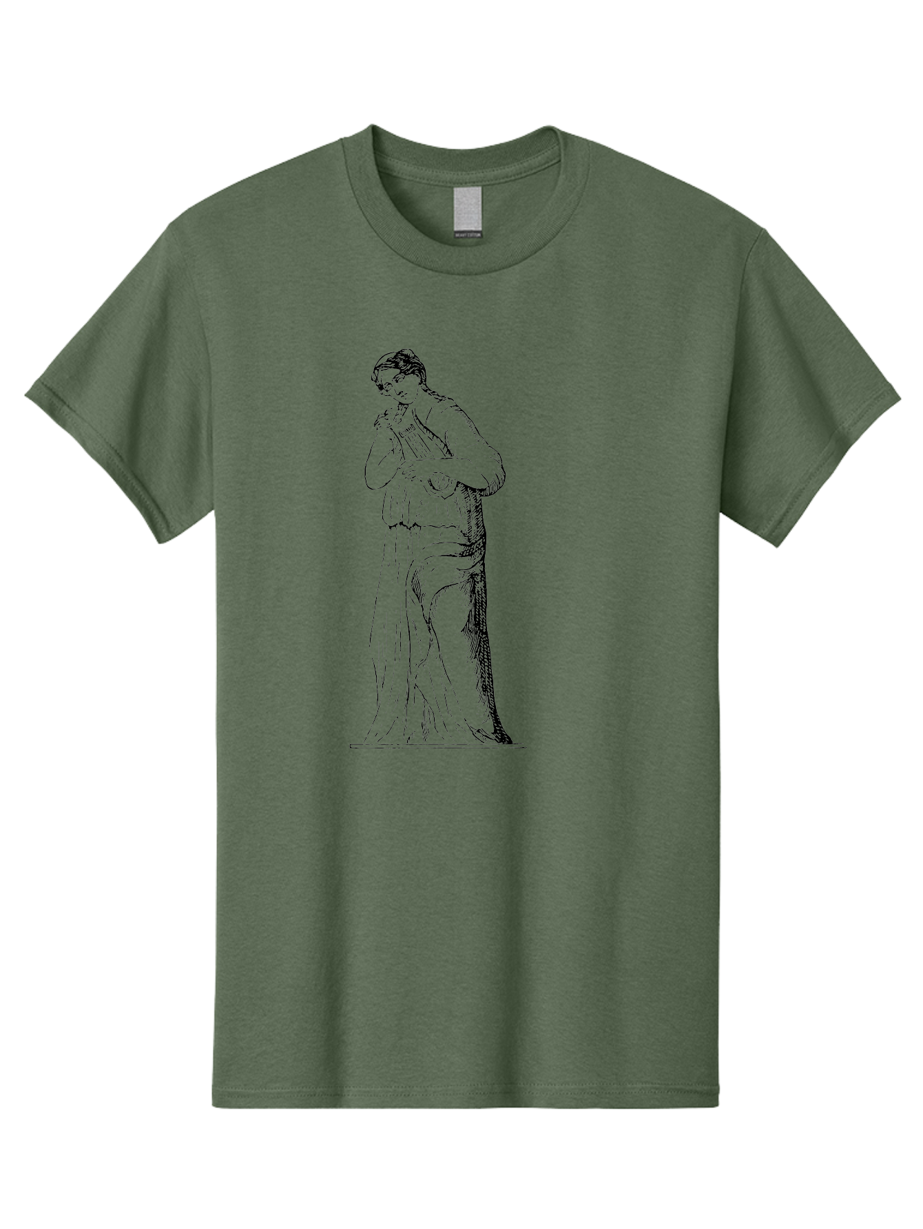 Woman-Playing-Lyre Men'S Graphic Tee, 100% Cotton, Comfortable Casual Summer Wear, Machine Washable, Classical Illustration, Ancient Greek Music, Female Musician, Lyre Player, Artistic Expression, Cultural Heritage, Historical Art, -  Aaa574 3