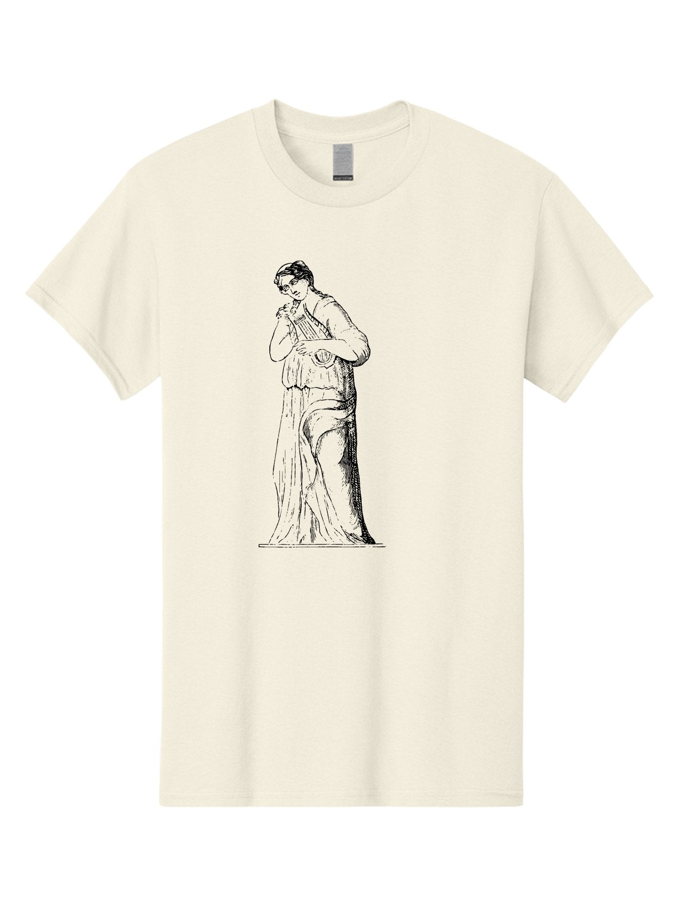 Woman-Playing-Lyre Men'S Graphic Tee, 100% Cotton, Comfortable Casual Summer Wear, Machine Washable, Classical Illustration, Ancient Greek Music, Female Musician, Lyre Player, Artistic Expression, Cultural Heritage, Historical Art, -  Aaa574 11