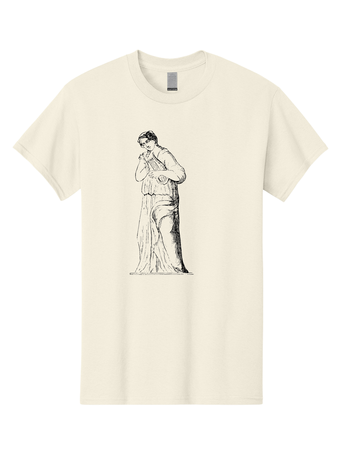 Woman-Playing-Lyre Men'S Graphic Tee, 100% Cotton, Comfortable Casual Summer Wear, Machine Washable, Classical Illustration, Ancient Greek Music, Female Musician, Lyre Player, Artistic Expression, Cultural Heritage, Historical Art, -  Aaa574 5