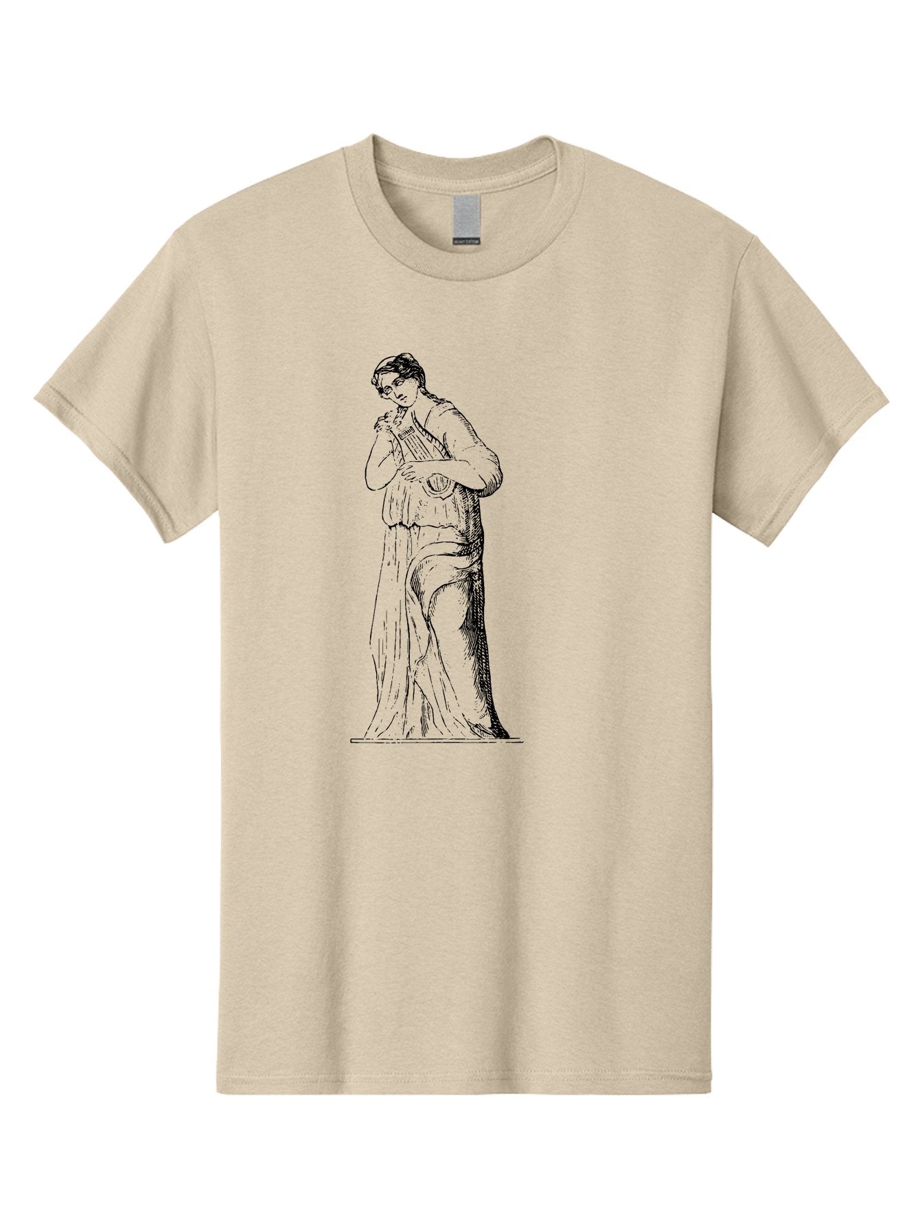 Woman-Playing-Lyre Men'S Graphic Tee, 100% Cotton, Comfortable Casual Summer Wear, Machine Washable, Classical Illustration, Ancient Greek Music, Female Musician, Lyre Player, Artistic Expression, Cultural Heritage, Historical Art, -  Aaa574 3