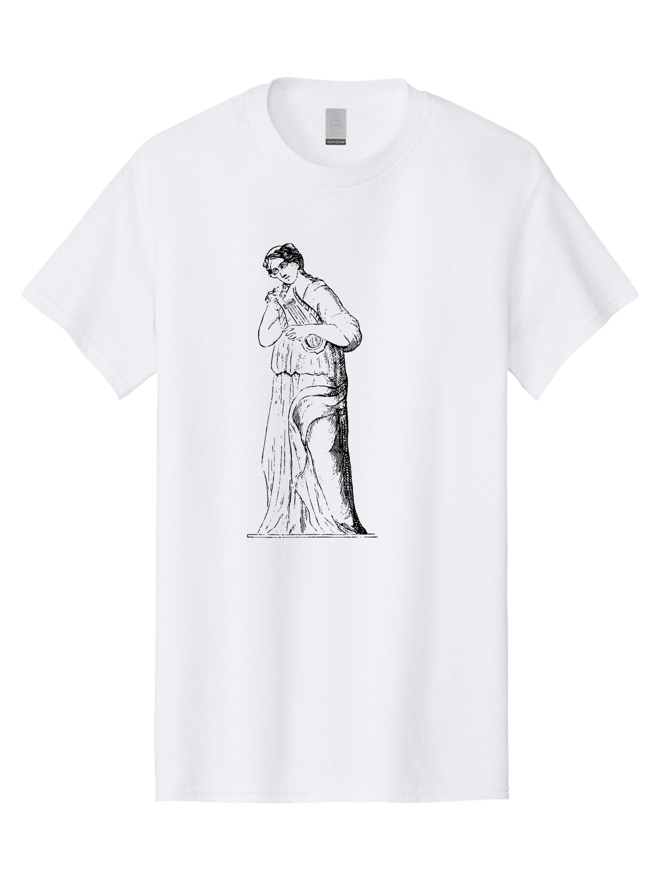 Woman-Playing-Lyre Men'S Graphic Tee, 100% Cotton, Comfortable Casual Summer Wear, Machine Washable, Classical Illustration, Ancient Greek Music, Female Musician, Lyre Player, Artistic Expression, Cultural Heritage, Historical Art, -  Aaa574 13