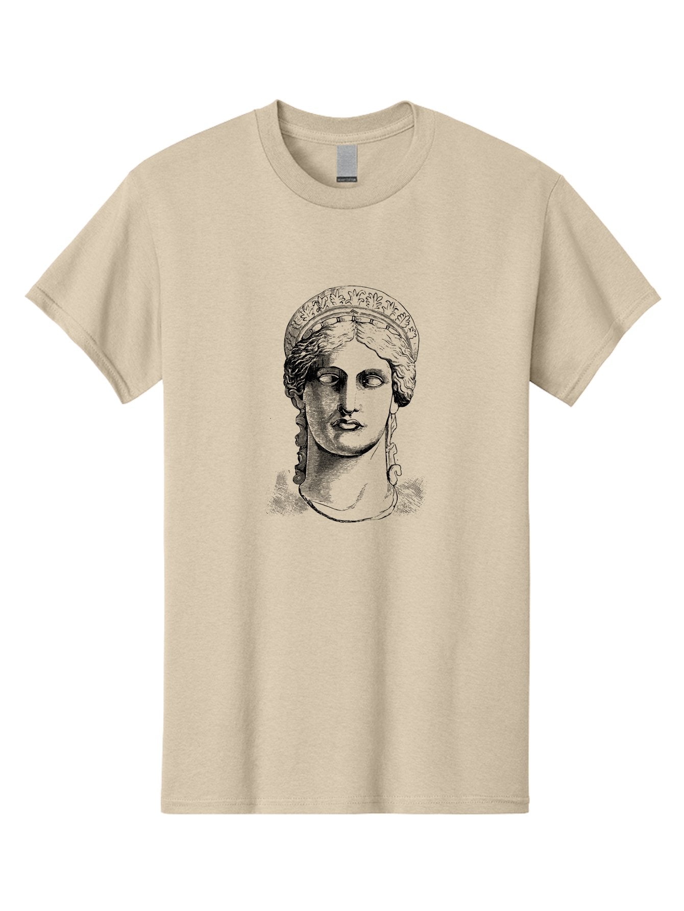 Woman-Portrait Men'S Graphic Tee, 100% Cotton, Comfortable Casual Summer Wear, Machine Washable, Classical Art, Ancient Greek Mythology, Marble Bust, Goddess Statue, Serene Face, Elegant Portrait, Intricate Details, Classical Beauty, -  Aaa575 27