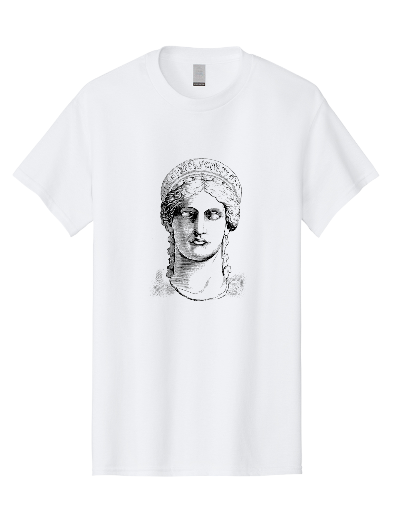 Woman-Portrait Men'S Graphic Tee, 100% Cotton, Comfortable Casual Summer Wear, Machine Washable, Classical Art, Ancient Greek Mythology, Marble Bust, Goddess Statue, Serene Face, Elegant Portrait, Intricate Details, Classical Beauty, -  Aaa575 3