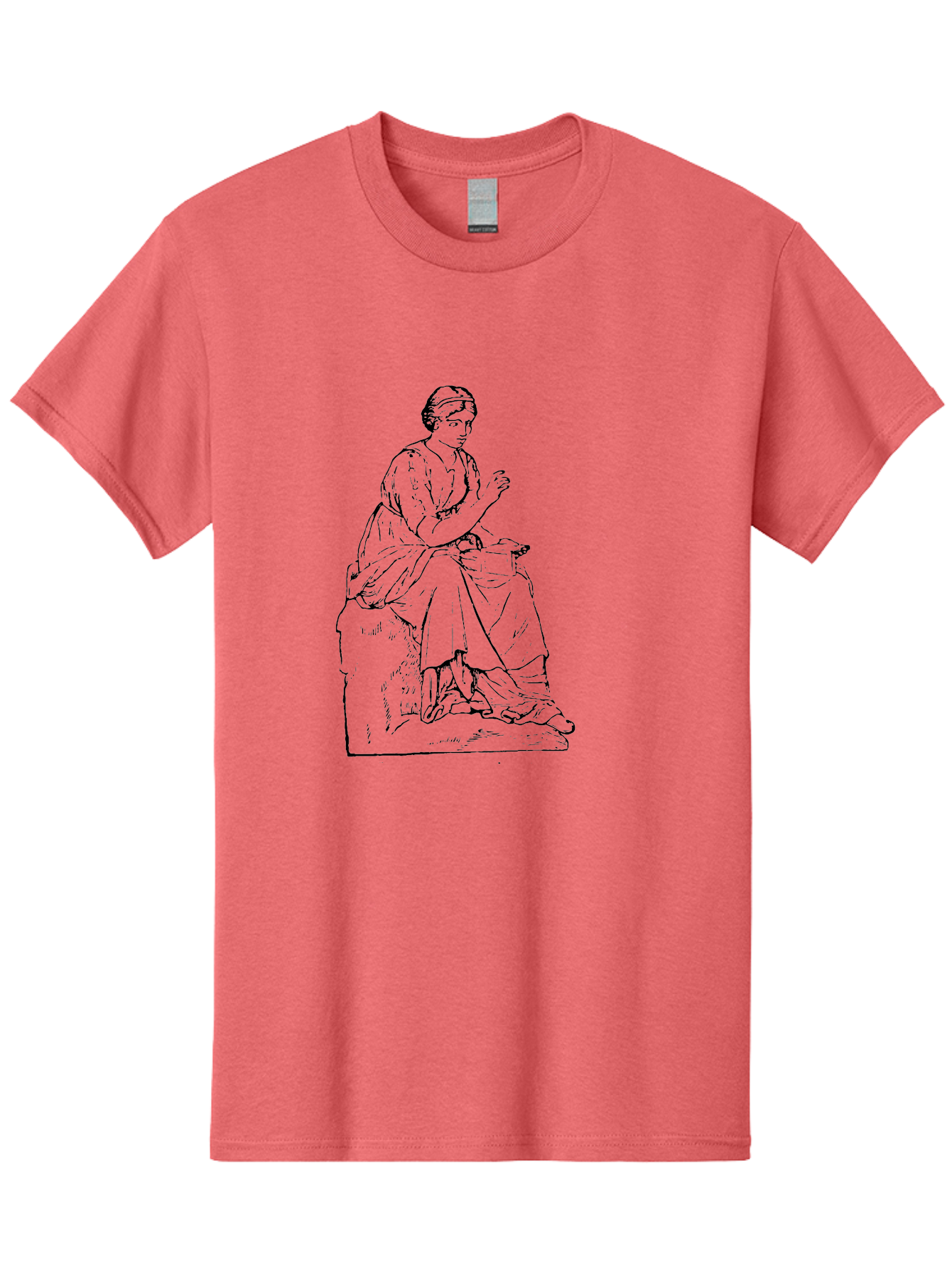 Woman-Sitting Men'S Graphic Tee, 100% Cotton, Comfortable Casual Summer Wear, Machine Washable, Classical Art, Woman Sitting On A Rock, Flowing Dress, Serene Atmosphere, Simple Elegance, Pencil Drawing Style, Female Figure, -  Aaa576 13