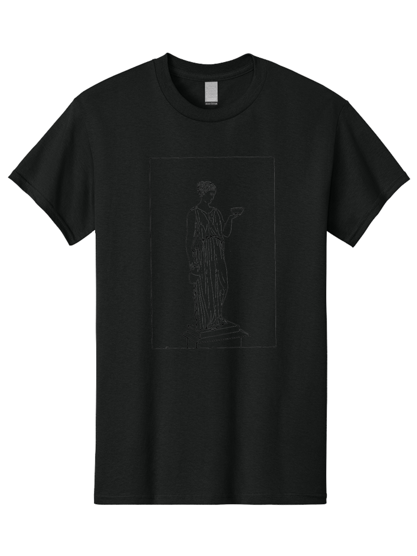 Woman-With-Bowl Men'S Graphic Tee, 100% Cotton, Comfortable Casual Summer Wear, Machine Washable, Classical Statue, Ancient Greek, Female Figure, Draped Clothing, Holding Bowl, Simple Illustration, Elegant Lines, Minimalist Art, -  Aaa577 29