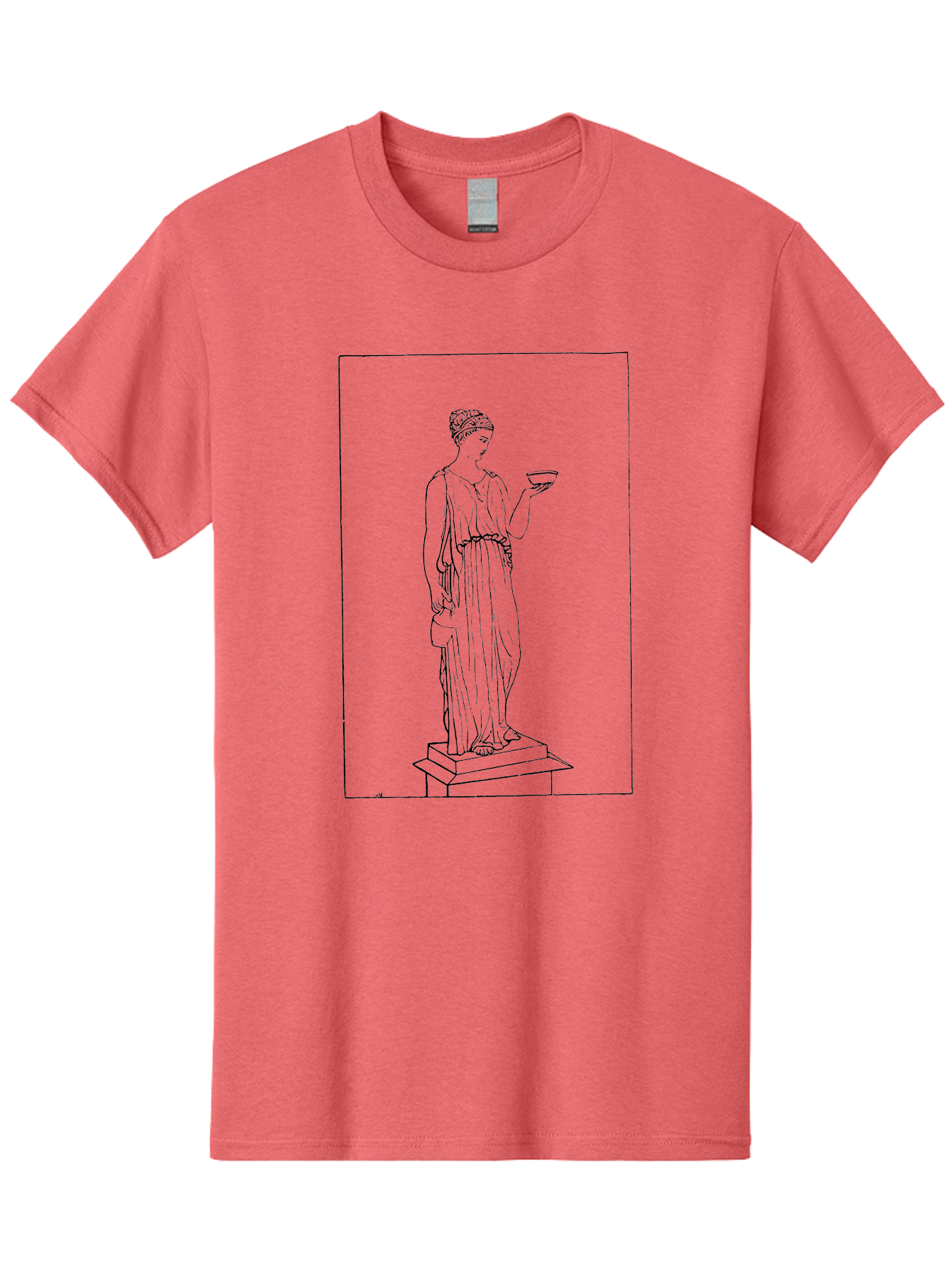Woman-With-Bowl Men'S Graphic Tee, 100% Cotton, Comfortable Casual Summer Wear, Machine Washable, Classical Statue, Ancient Greek, Female Figure, Draped Clothing, Holding Bowl, Simple Illustration, Elegant Lines, Minimalist Art, -  Aaa577 7