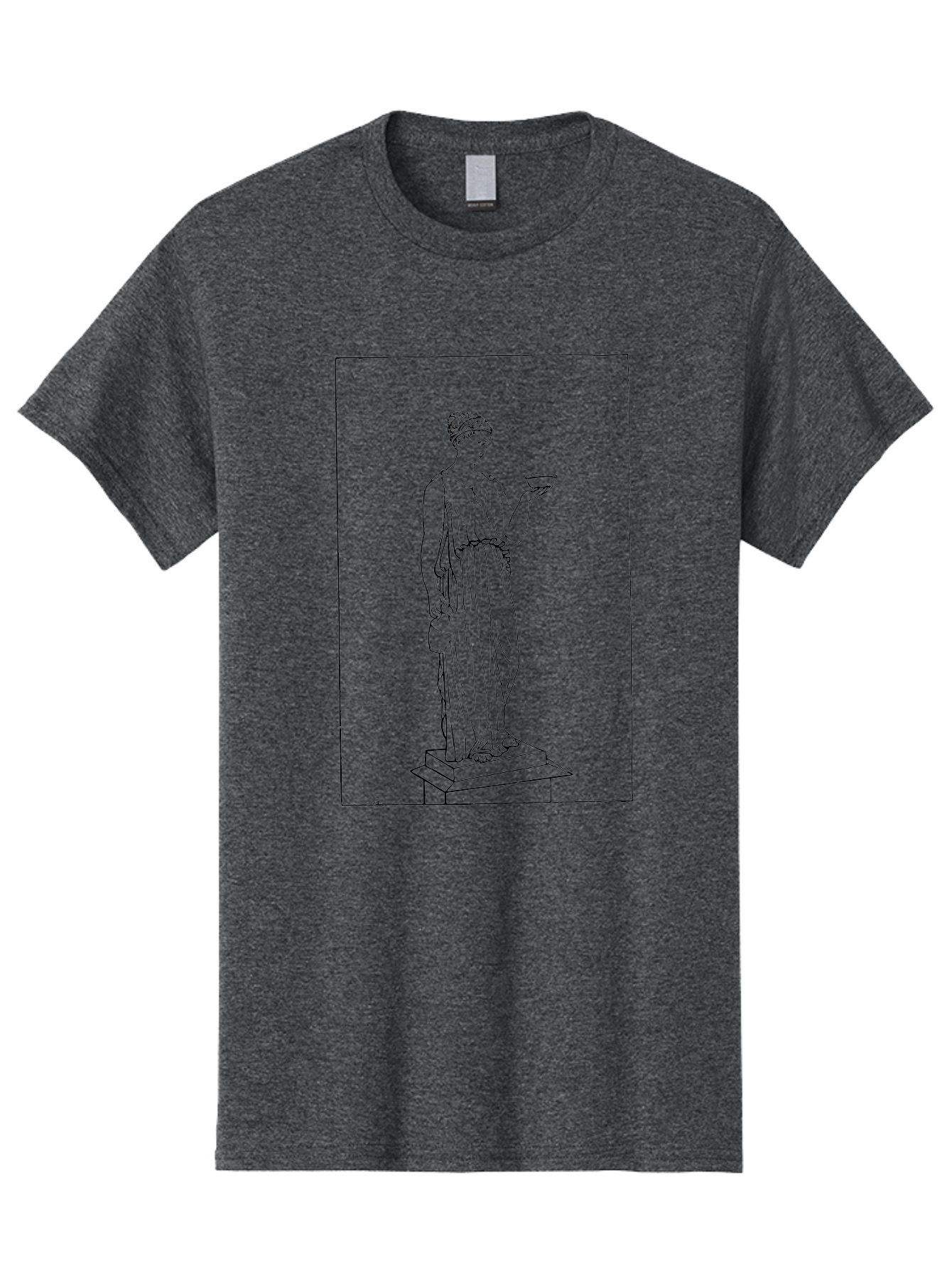 Woman-With-Bowl Men'S Graphic Tee, 100% Cotton, Comfortable Casual Summer Wear, Machine Washable, Classical Statue, Ancient Greek, Female Figure, Draped Clothing, Holding Bowl, Simple Illustration, Elegant Lines, Minimalist Art, -  Aaa577 17