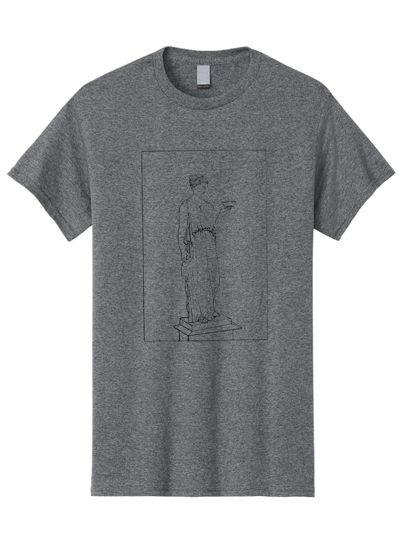 Woman-With-Bowl Men'S Graphic Tee, 100% Cotton, Comfortable Casual Summer Wear, Machine Washable, Classical Statue, Ancient Greek, Female Figure, Draped Clothing, Holding Bowl, Simple Illustration, Elegant Lines, Minimalist Art, -  Aaa577 21