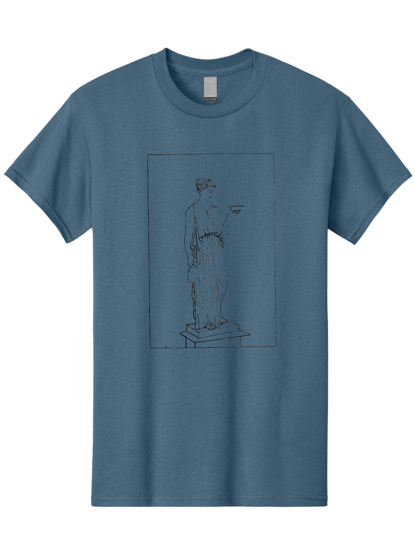 Woman-With-Bowl Men'S Graphic Tee, 100% Cotton, Comfortable Casual Summer Wear, Machine Washable, Classical Statue, Ancient Greek, Female Figure, Draped Clothing, Holding Bowl, Simple Illustration, Elegant Lines, Minimalist Art, -  Aaa577 13