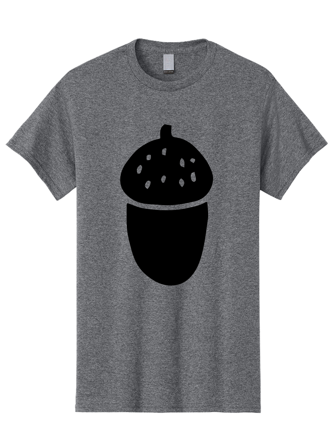 Acorn-Silhouette Men'S Graphic Tee, 100% Cotton, Comfortable Casual Summer Wear, Machine Washable, Acorn Silhouette, Oak Tree Symbol, Forest Icon, Nature Emblem, Autumn Motif, Wildlife Sign, Black Acorn -  Aaa578