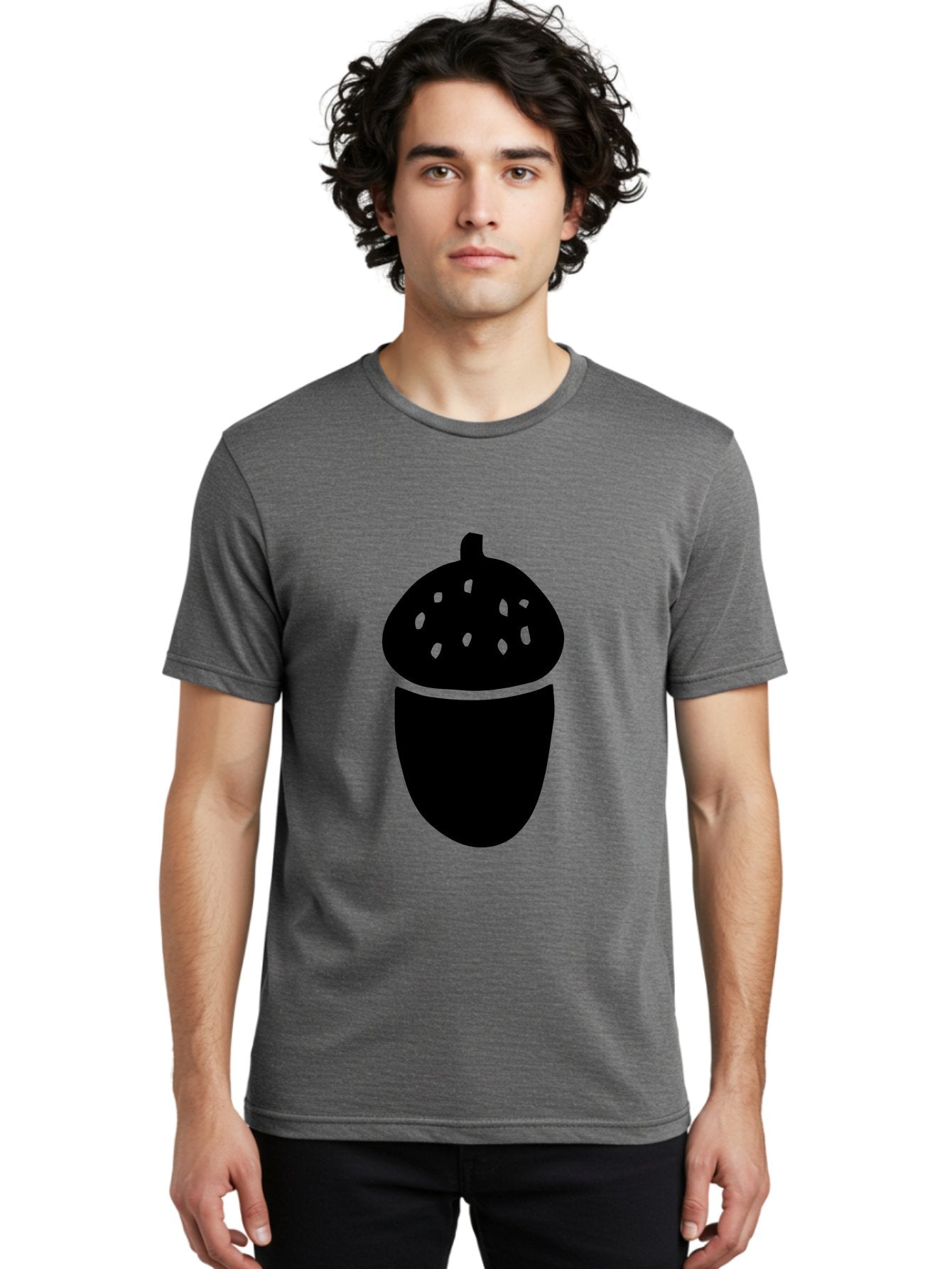 Acorn-Silhouette Men'S Graphic Tee, 100% Cotton, Comfortable Casual Summer Wear, Machine Washable, Acorn Silhouette, Oak Tree Symbol, Forest Icon, Nature Emblem, Autumn Motif, Wildlife Sign, Black Acorn -  Aaa578 8