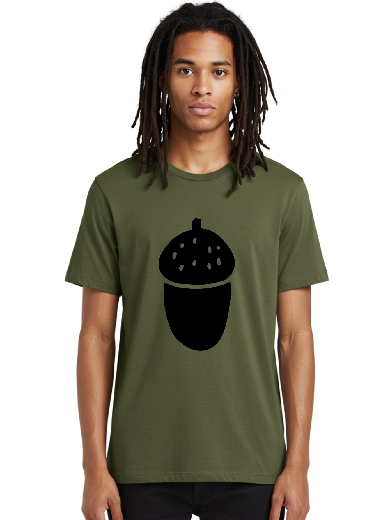Acorn-Silhouette Men'S Graphic Tee, 100% Cotton, Comfortable Casual Summer Wear, Machine Washable, Acorn Silhouette, Oak Tree Symbol, Forest Icon, Nature Emblem, Autumn Motif, Wildlife Sign, Black Acorn -  Aaa578 26