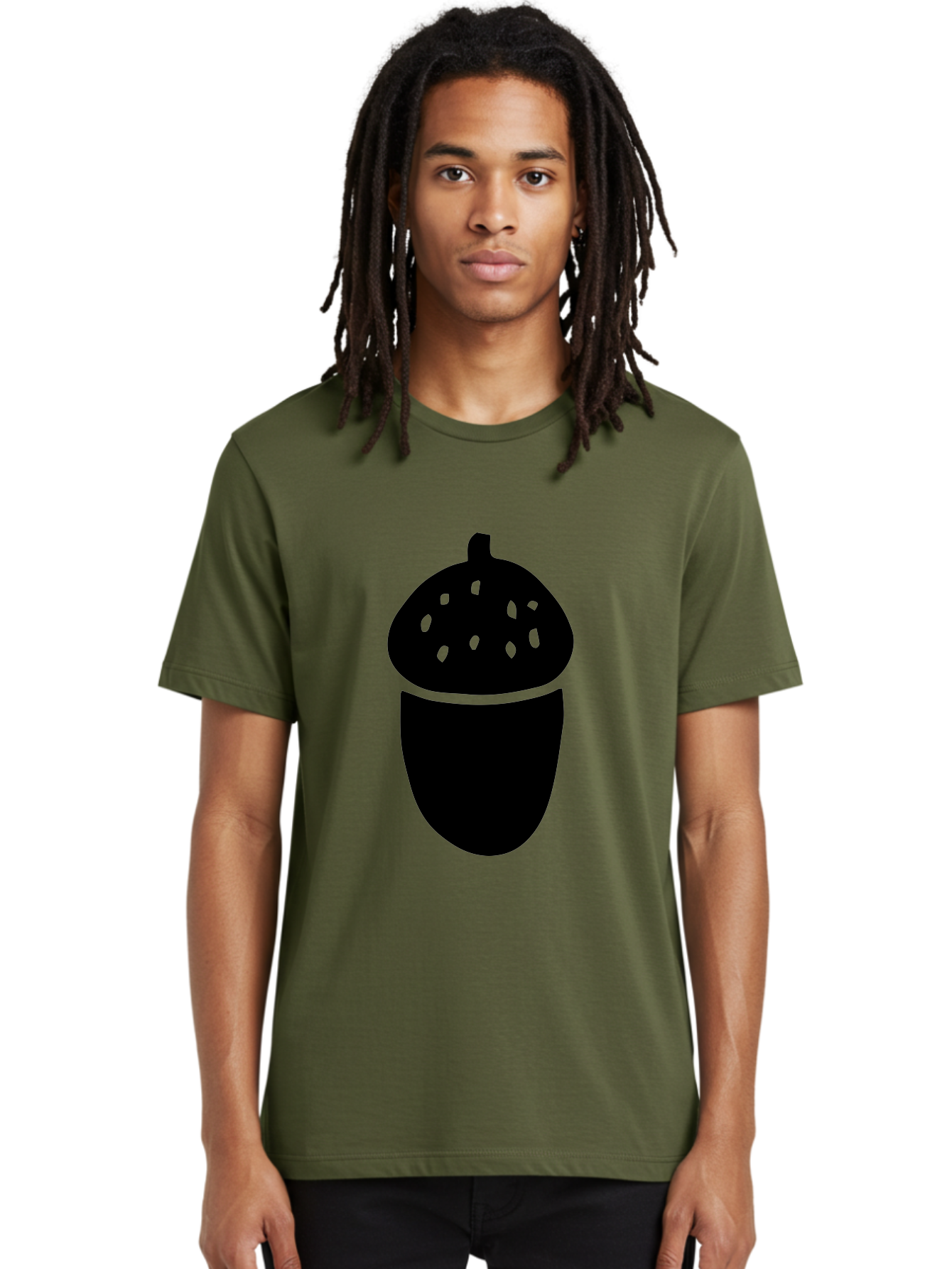 Acorn-Silhouette Men'S Graphic Tee, 100% Cotton, Comfortable Casual Summer Wear, Machine Washable, Acorn Silhouette, Oak Tree Symbol, Forest Icon, Nature Emblem, Autumn Motif, Wildlife Sign, Black Acorn -  Aaa578 14
