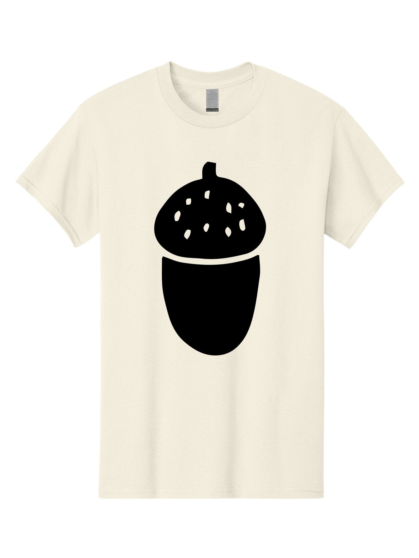 Acorn-Silhouette Men'S Graphic Tee, 100% Cotton, Comfortable Casual Summer Wear, Machine Washable, Acorn Silhouette, Oak Tree Symbol, Forest Icon, Nature Emblem, Autumn Motif, Wildlife Sign, Black Acorn -  Aaa578 3