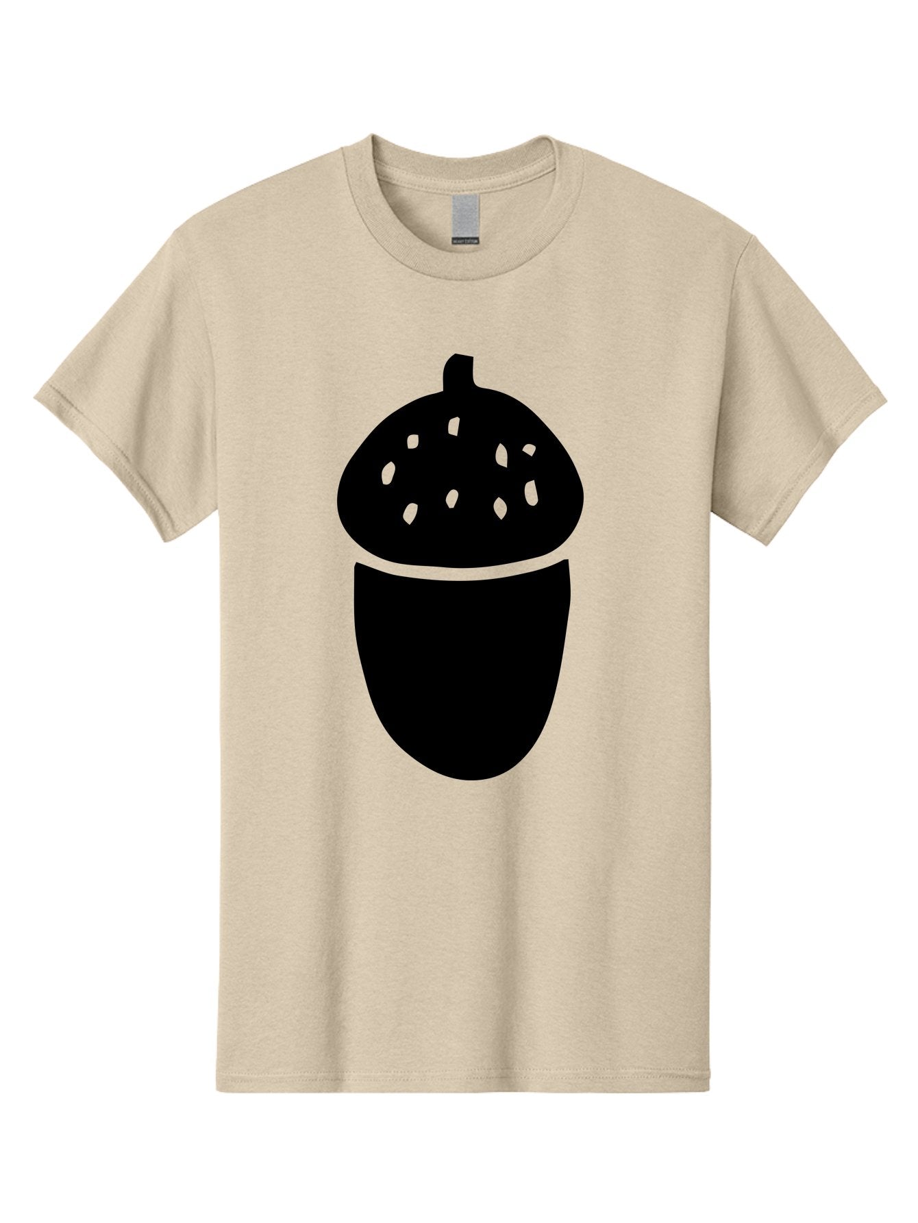 Acorn-Silhouette Men'S Graphic Tee, 100% Cotton, Comfortable Casual Summer Wear, Machine Washable, Acorn Silhouette, Oak Tree Symbol, Forest Icon, Nature Emblem, Autumn Motif, Wildlife Sign, Black Acorn -  Aaa578 5