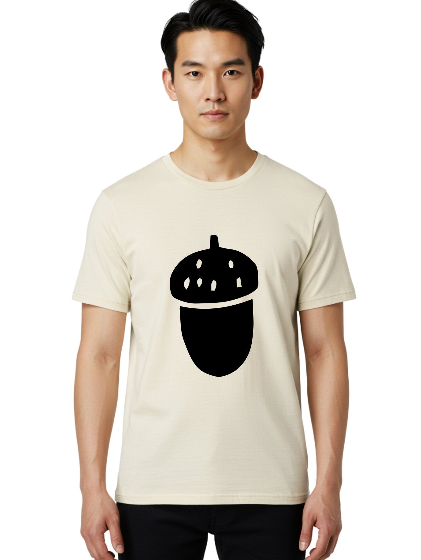 Acorn Men'S Graphic Tee, 100% Cotton, Comfortable Casual Summer Wear, Machine Washable, Acorn Silhouette, Oak Tree Symbol, Forest Icon, Nature Emblem, Earthy Design, Simple Graphics, Minimalist Art -  Aaa579 24