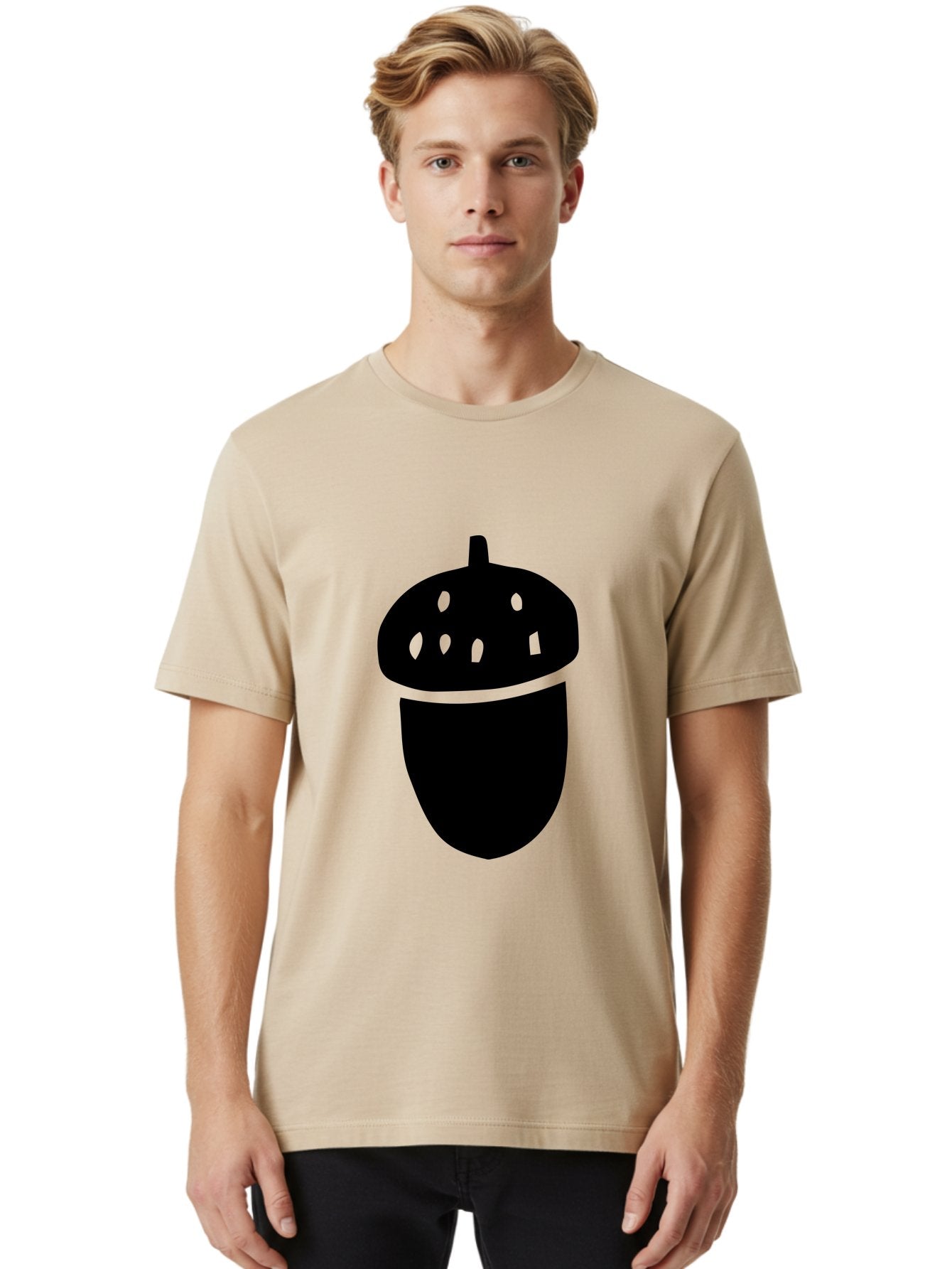 Acorn Men'S Graphic Tee, 100% Cotton, Comfortable Casual Summer Wear, Machine Washable, Acorn Silhouette, Oak Tree Symbol, Forest Icon, Nature Emblem, Earthy Design, Simple Graphics, Minimalist Art -  Aaa579 4