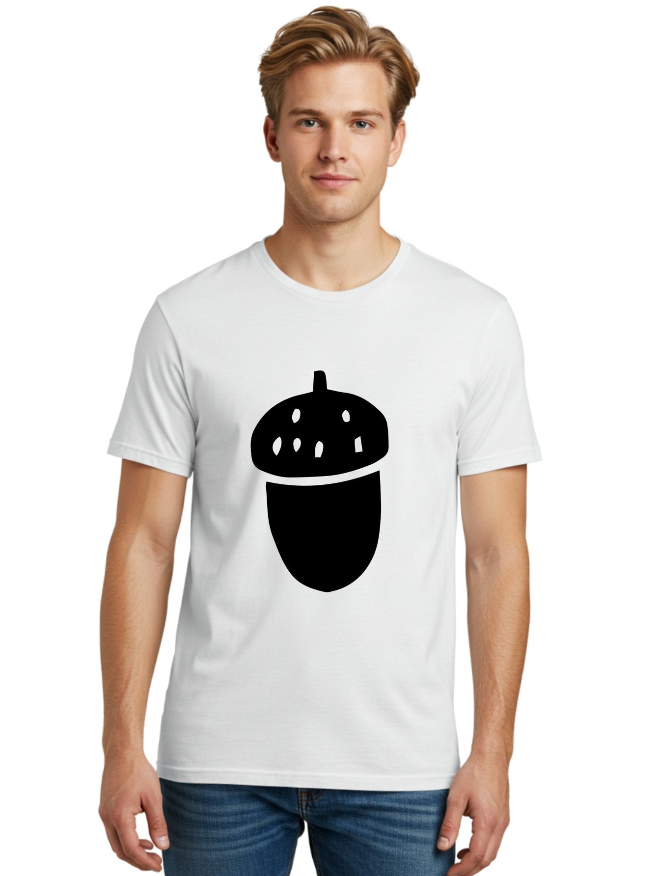 Acorn Men'S Graphic Tee, 100% Cotton, Comfortable Casual Summer Wear, Machine Washable, Acorn Silhouette, Oak Tree Symbol, Forest Icon, Nature Emblem, Earthy Design, Simple Graphics, Minimalist Art -  Aaa579 22