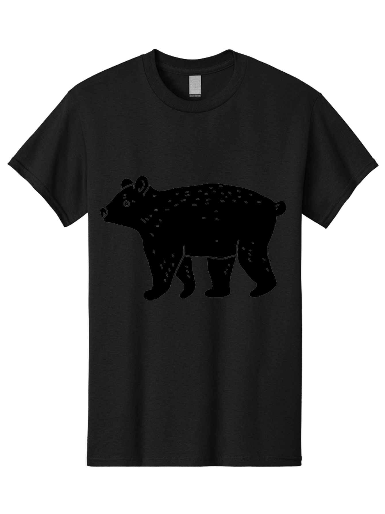 Bear Men'S Graphic Tee, 100% Cotton, Comfortable Casual Summer Wear, Machine Washable, Black Bear, Wildlife Animal, Forest Creature, Wild Beast, Mammal, Illustration, Simple Design, Minimalist Art -  Aaa581