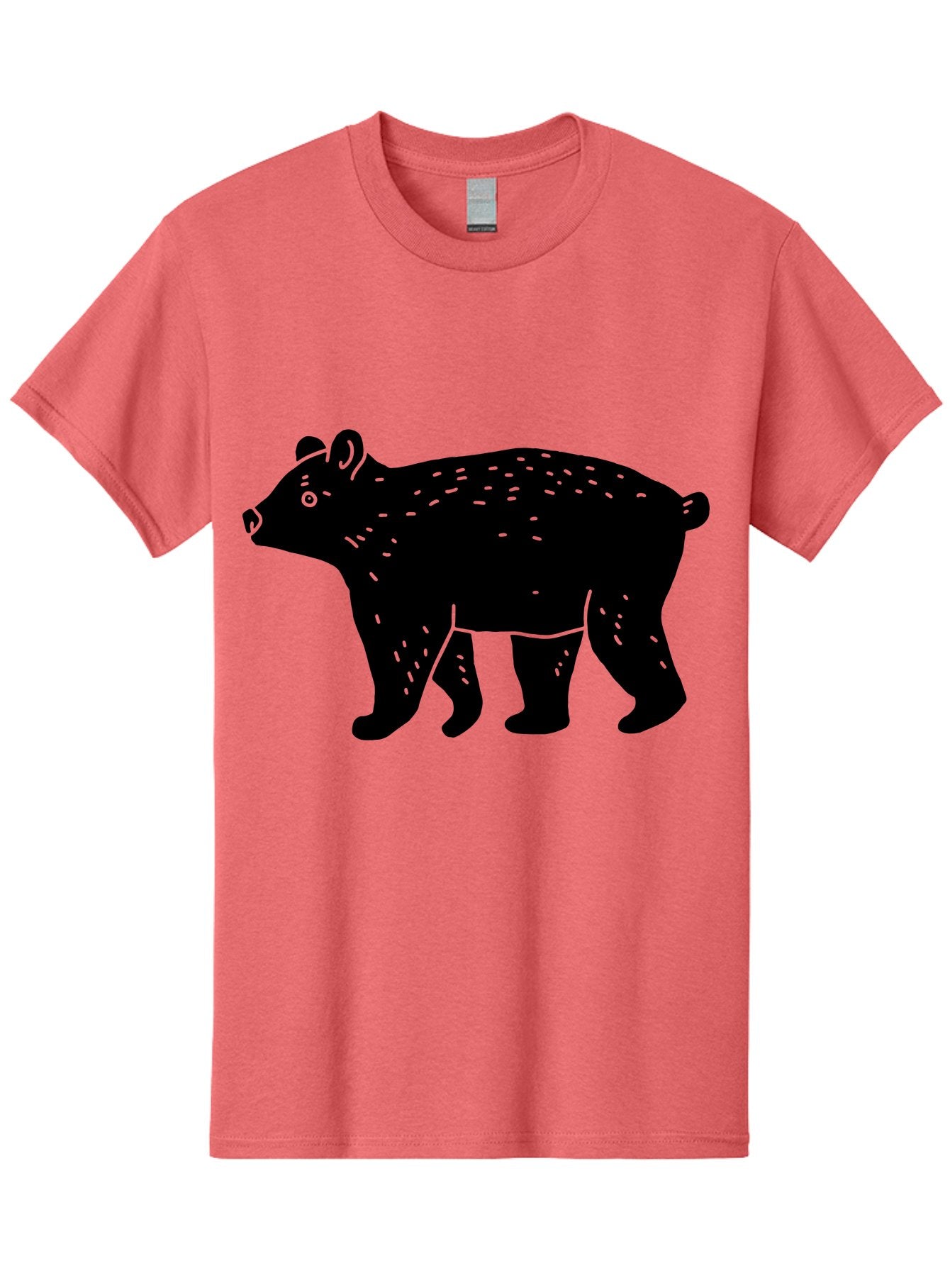 Bear Men'S Graphic Tee, 100% Cotton, Comfortable Casual Summer Wear, Machine Washable, Black Bear, Wildlife Animal, Forest Creature, Wild Beast, Mammal, Illustration, Simple Design, Minimalist Art -  Aaa581
