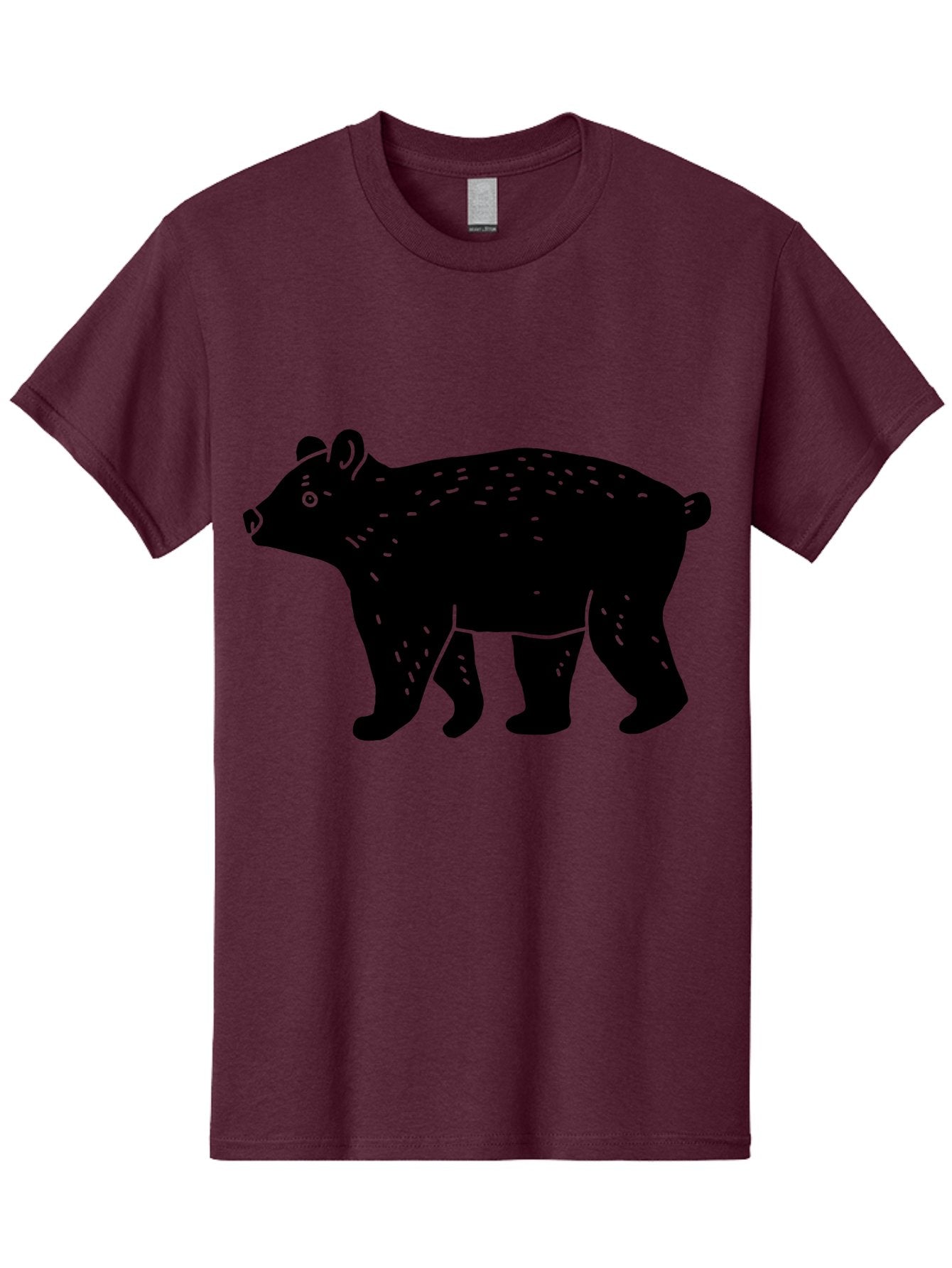 Bear Men'S Graphic Tee, 100% Cotton, Comfortable Casual Summer Wear, Machine Washable, Black Bear, Wildlife Animal, Forest Creature, Wild Beast, Mammal, Illustration, Simple Design, Minimalist Art -  Aaa581 7