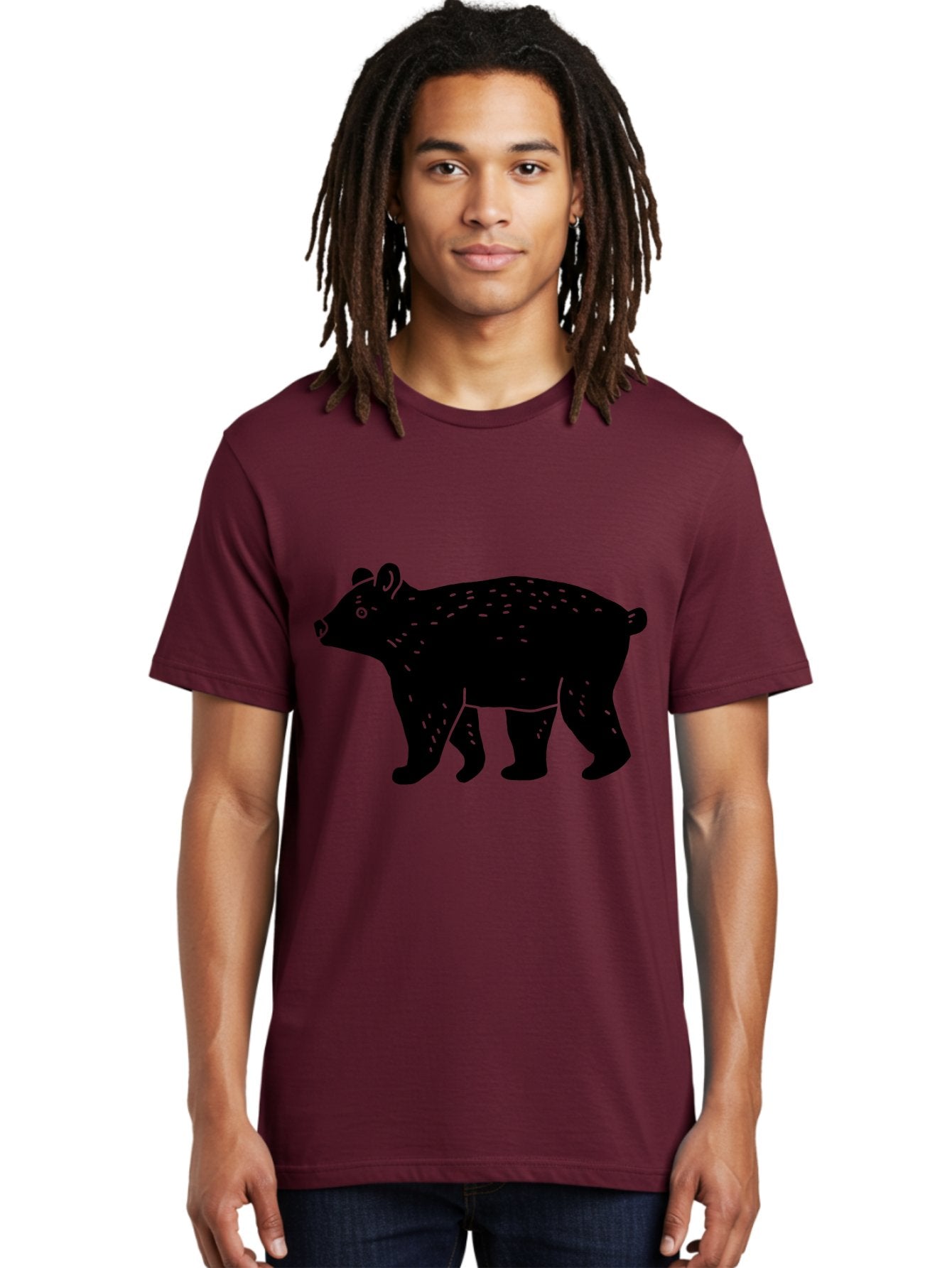 Bear Men'S Graphic Tee, 100% Cotton, Comfortable Casual Summer Wear, Machine Washable, Black Bear, Wildlife Animal, Forest Creature, Wild Beast, Mammal, Illustration, Simple Design, Minimalist Art -  Aaa581 8