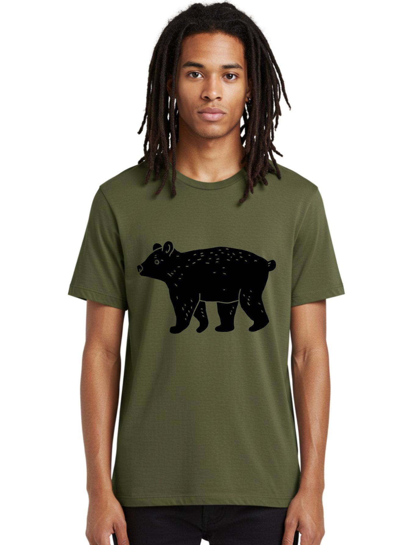 Bear Men'S Graphic Tee, 100% Cotton, Comfortable Casual Summer Wear, Machine Washable, Black Bear, Wildlife Animal, Forest Creature, Wild Beast, Mammal, Illustration, Simple Design, Minimalist Art -  Aaa581 28