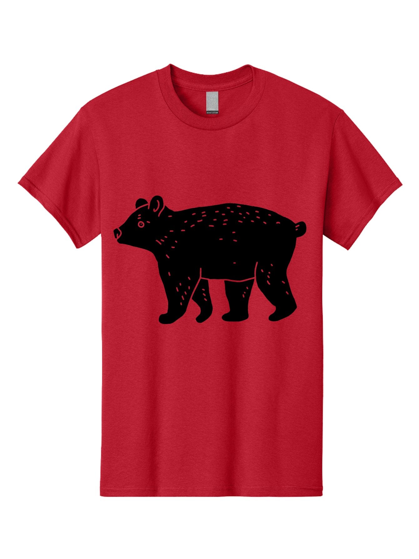 Bear Men'S Graphic Tee, 100% Cotton, Comfortable Casual Summer Wear, Machine Washable, Black Bear, Wildlife Animal, Forest Creature, Wild Beast, Mammal, Illustration, Simple Design, Minimalist Art -  Aaa581 23