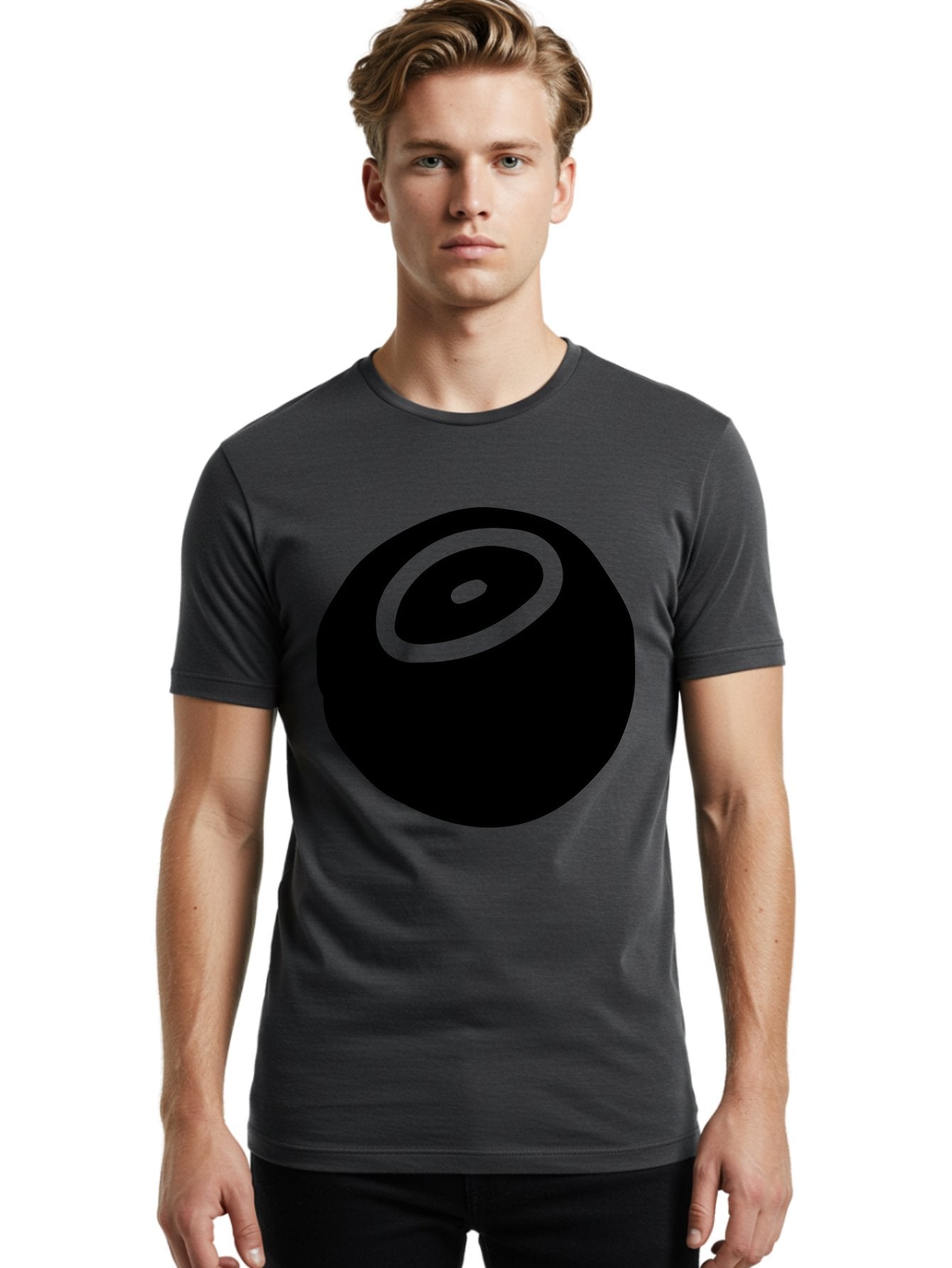 Black-Circle Men'S Graphic Tee, 100% Cotton, Comfortable Casual Summer Wear, Machine Washable, Stylized Black Circle, Neon Green Accents, Abstract Design, Simple Shapes, Modern Art, Contemporary Graphics, Minimalist Style -  Aaa582 6