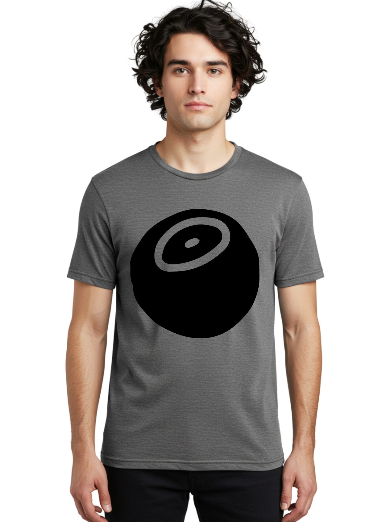 Black-Circle Men'S Graphic Tee, 100% Cotton, Comfortable Casual Summer Wear, Machine Washable, Stylized Black Circle, Neon Green Accents, Abstract Design, Simple Shapes, Modern Art, Contemporary Graphics, Minimalist Style -  Aaa582 8