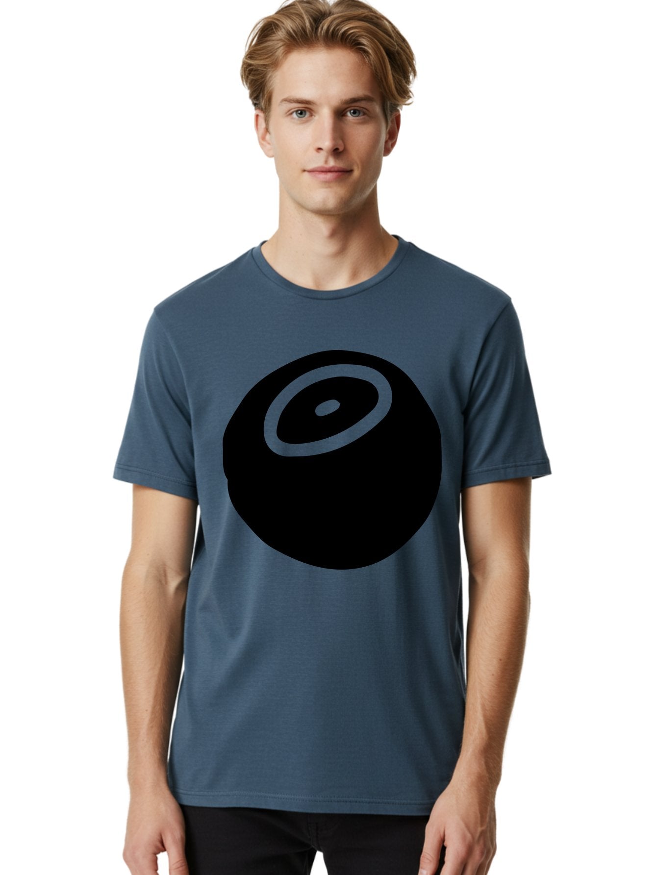 Black-Circle Men'S Graphic Tee, 100% Cotton, Comfortable Casual Summer Wear, Machine Washable, Stylized Black Circle, Neon Green Accents, Abstract Design, Simple Shapes, Modern Art, Contemporary Graphics, Minimalist Style -  Aaa582 16