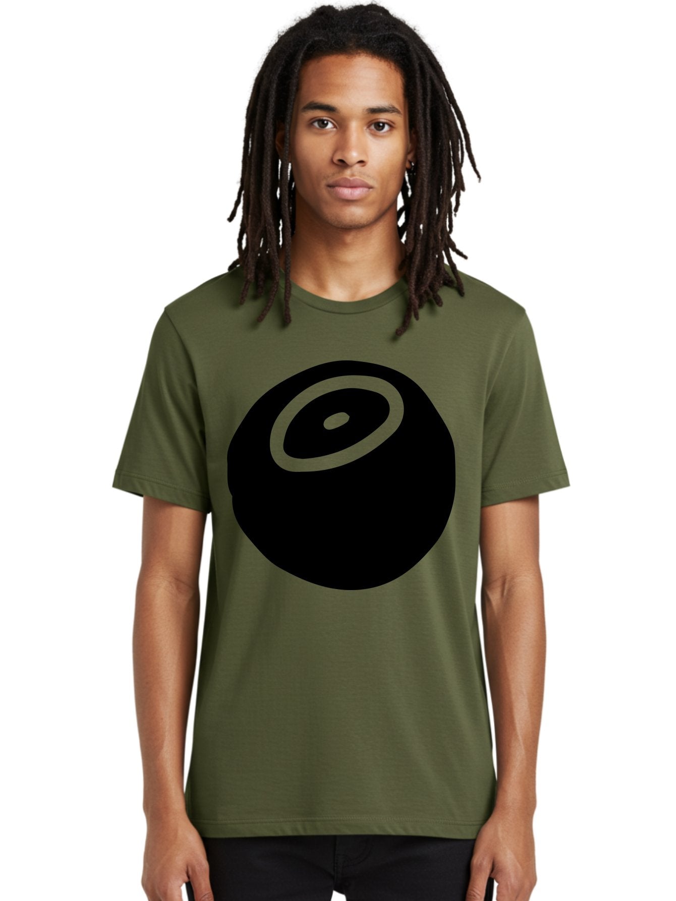 Black-Circle Men'S Graphic Tee, 100% Cotton, Comfortable Casual Summer Wear, Machine Washable, Stylized Black Circle, Neon Green Accents, Abstract Design, Simple Shapes, Modern Art, Contemporary Graphics, Minimalist Style -  Aaa582 10