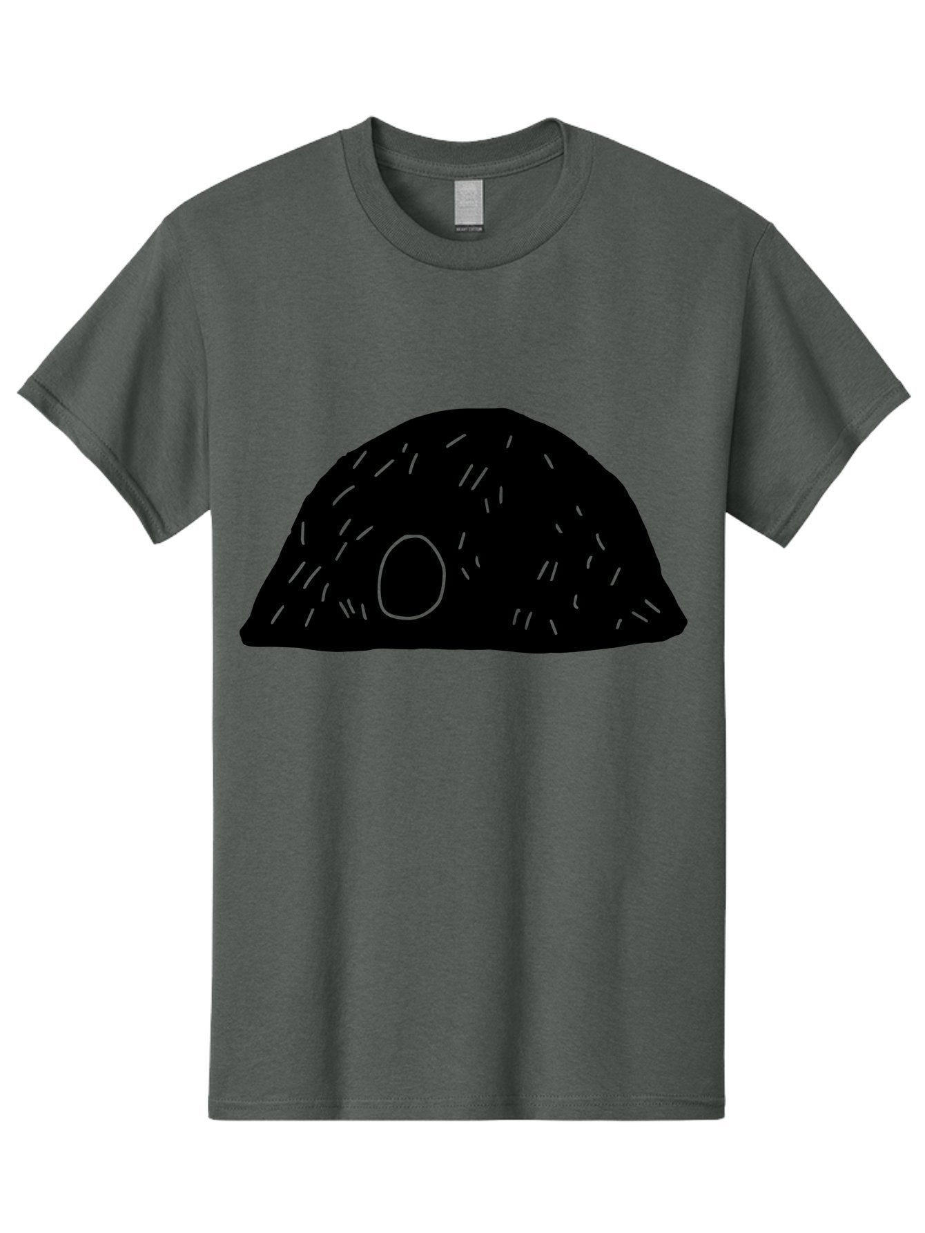 Black-Mushroom Men'S Graphic Tee, 100% Cotton, Comfortable Casual Summer Wear, Machine Washable, Black Dome Shape, Green Neon Lines, Abstract Art, Futuristic Design, Modern Graphic, Minimalist Style, Simple Shapes, Neon Accents -  Aaa584 15