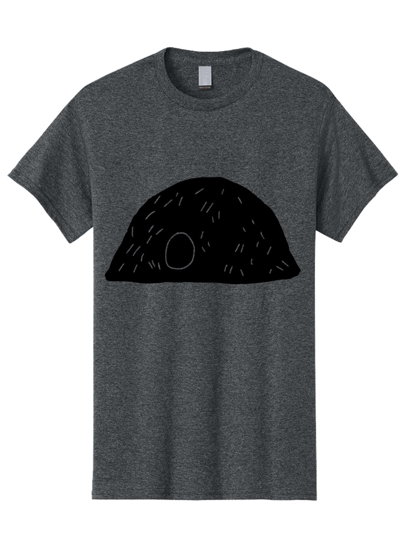 Black-Mushroom Men'S Graphic Tee, 100% Cotton, Comfortable Casual Summer Wear, Machine Washable, Black Dome Shape, Green Neon Lines, Abstract Art, Futuristic Design, Modern Graphic, Minimalist Style, Simple Shapes, Neon Accents -  Aaa584 23